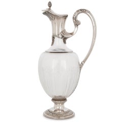 Two Art Nouveau Silver and Glass Wine Jugs by Devaux