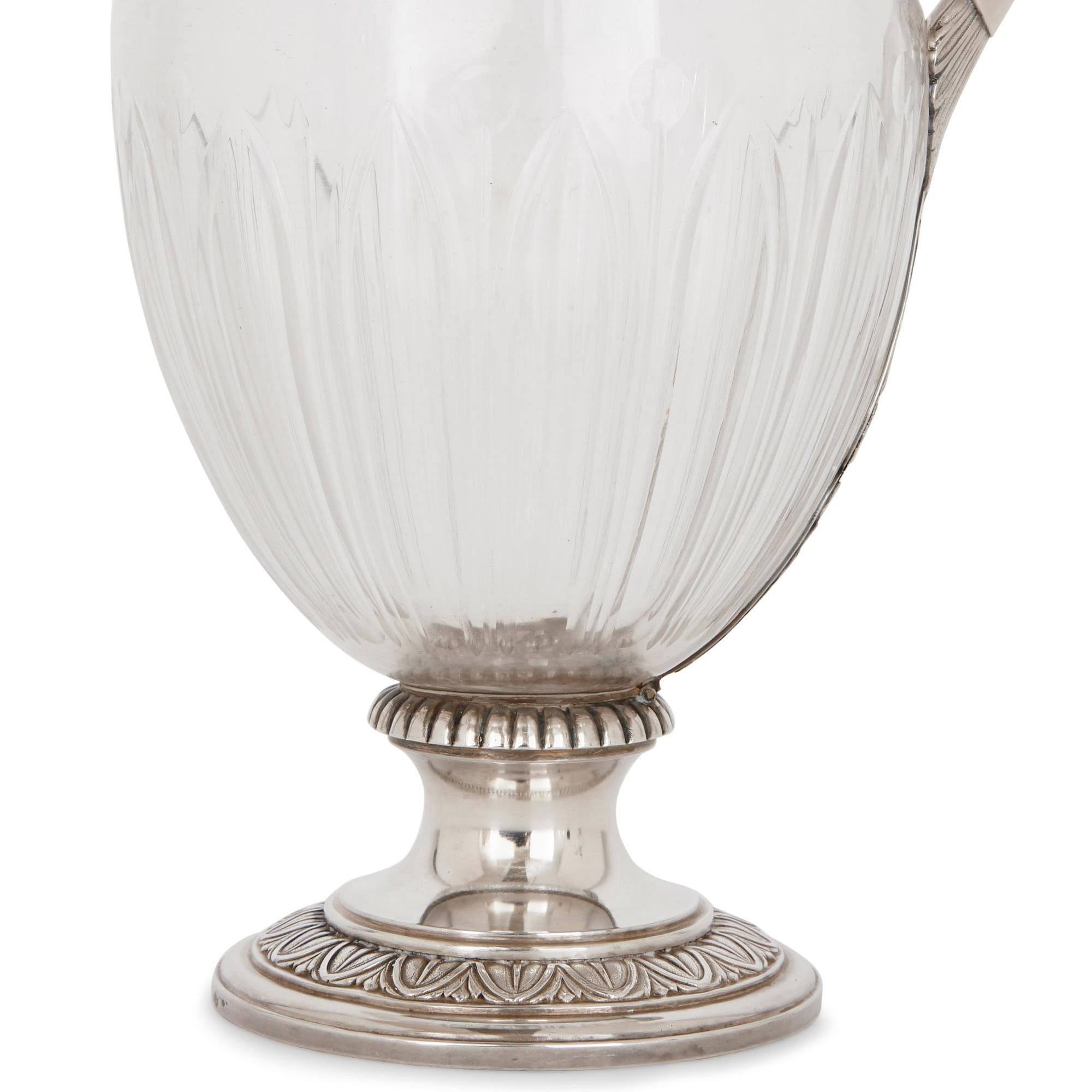 Weinkrüge aus Silber und Glas im Art nouveau-Stil von Devaux (Französisch) im Angebot
