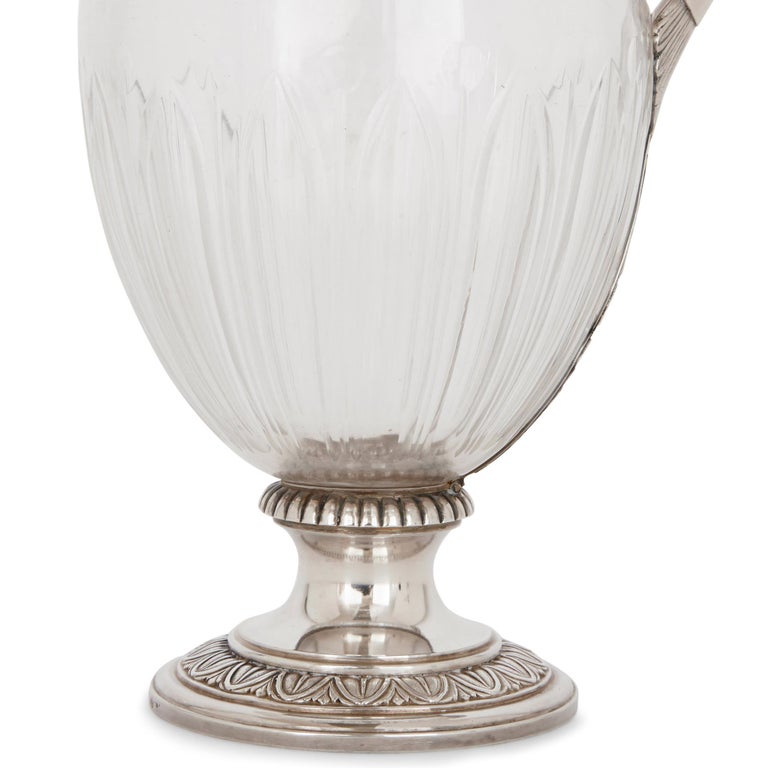 Two Art Nouveau Silver and Glass Wine Jugs by Devaux For Sale at 1stDibs