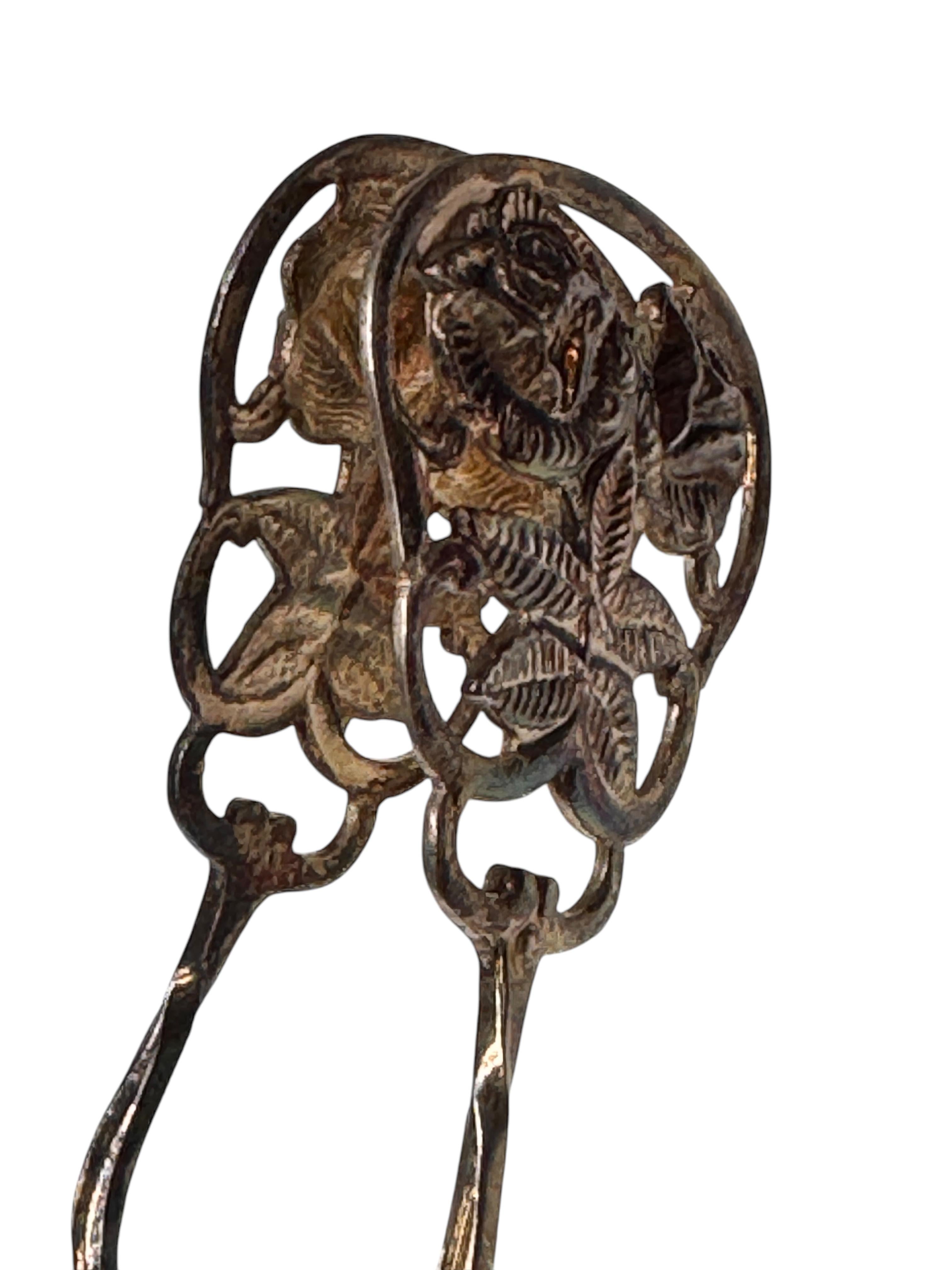 Due pinze da portata in argento Art Nouveau per torte, pasticcini e caramelle, Germania, 1900 in vendita 4