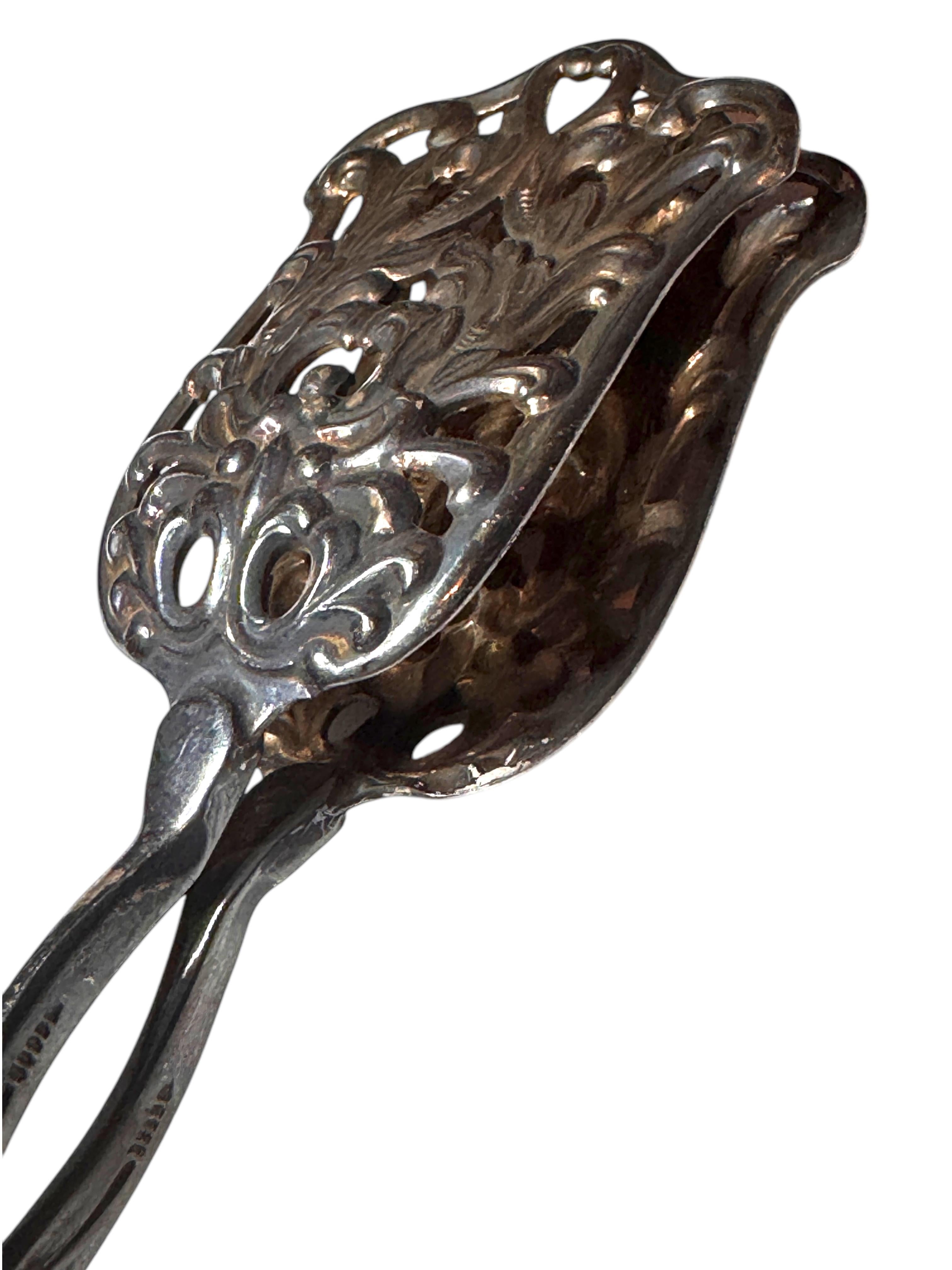 Due pinze da portata in argento Art Nouveau per torte, pasticcini e caramelle, Germania, 1900 in vendita 5
