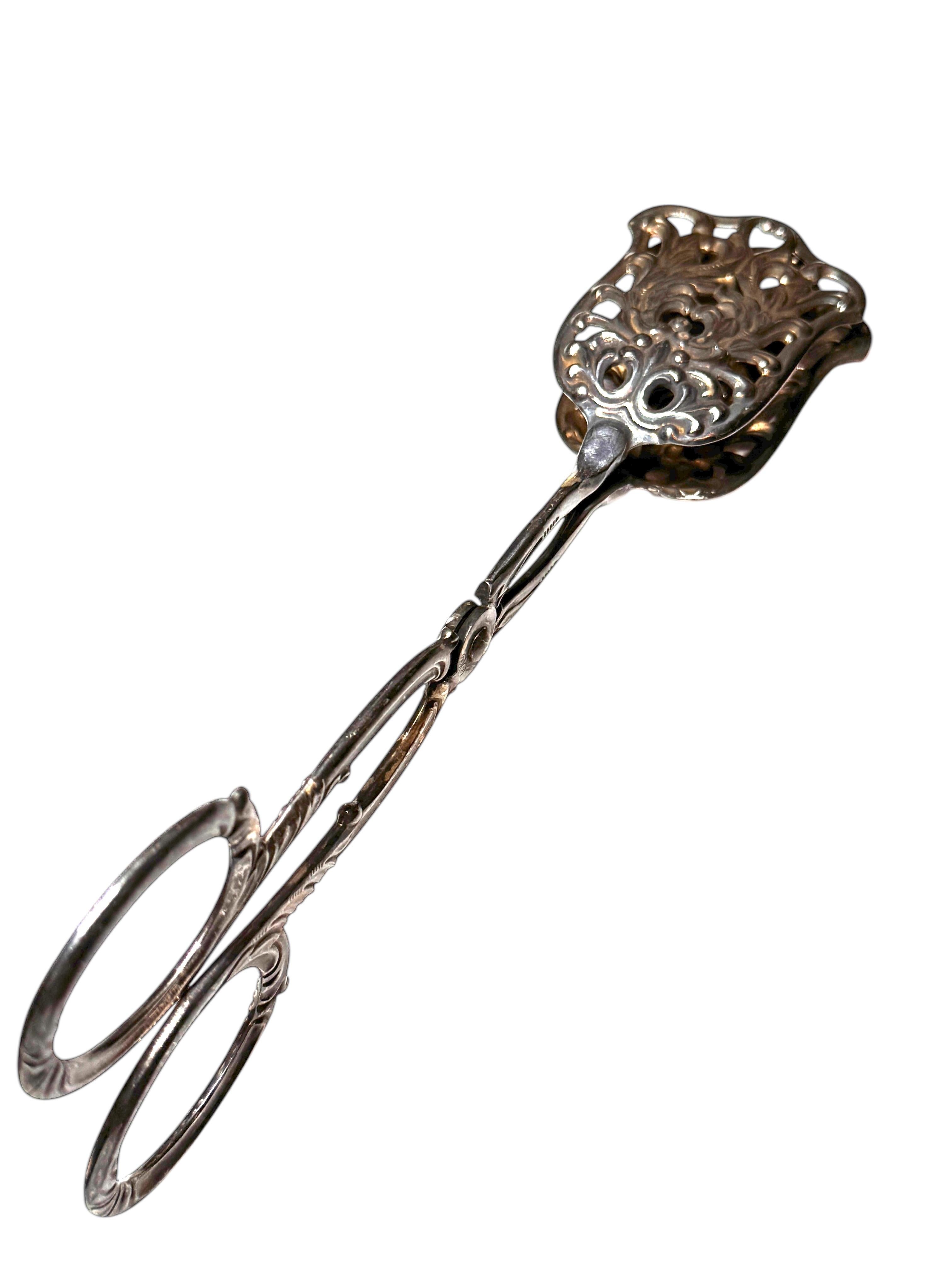 Due pinze da portata in argento Art Nouveau per torte, pasticcini e caramelle, Germania, 1900 in vendita 7