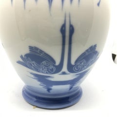 Two Art Nouveau Style White and Blue Porcelain Potiches Made in Gemany in 1950