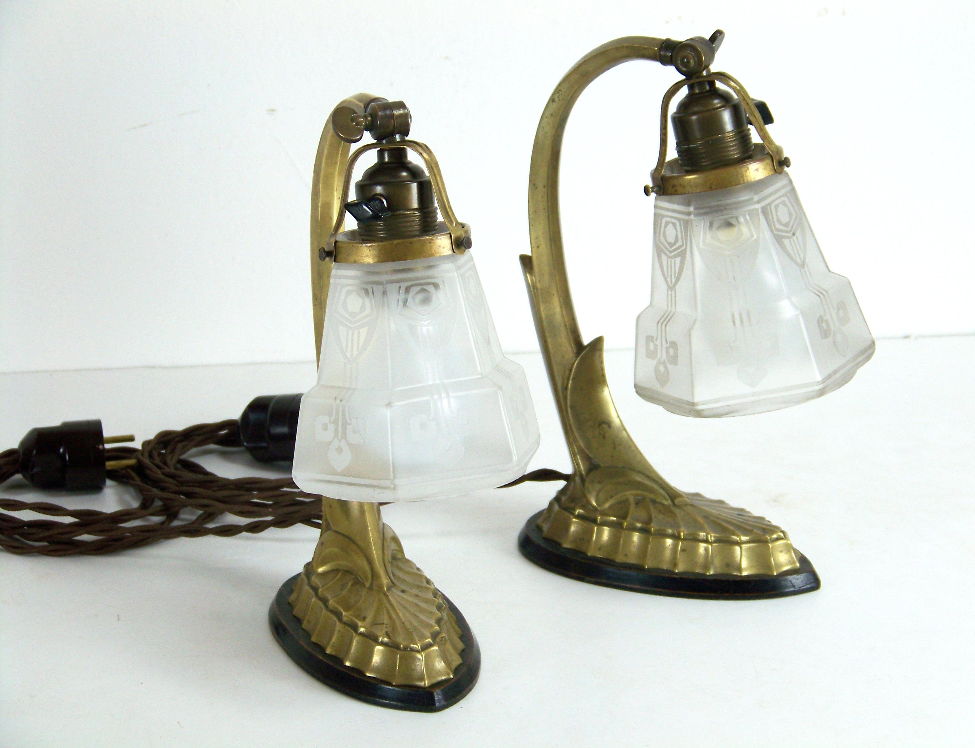 Two Art-Nouveau Table Lamps, Central Europe, circa 1915 In Good Condition In Praha, CZ