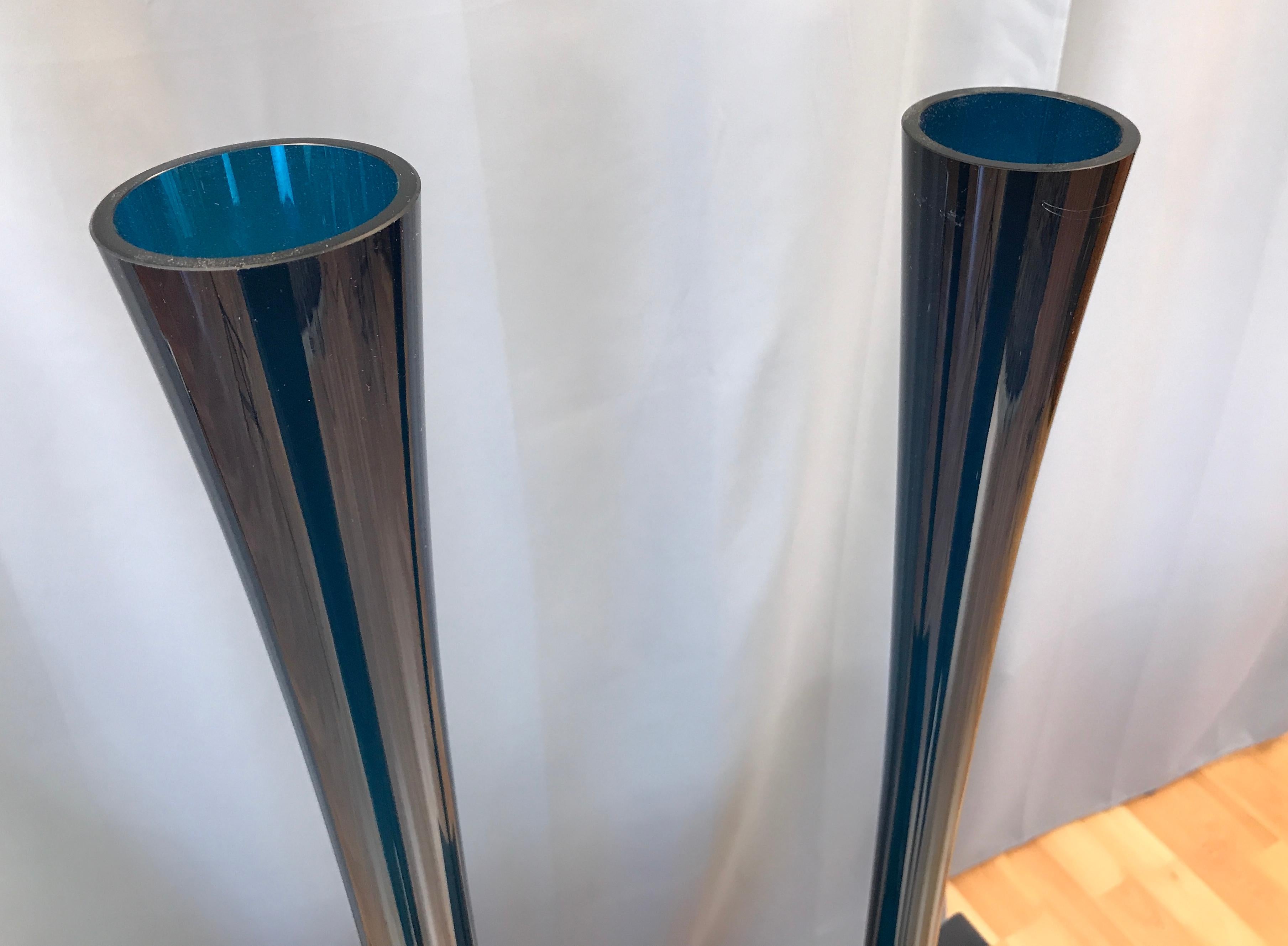 Two Arthur Percy Blue Blomglas Bulb Vases Gullaskruf Swedish In Good Condition In San Francisco, CA