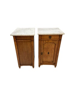 Two Arts & Crafts Art Nouveau Oak Nightstands or Bedside Tables, 1900s