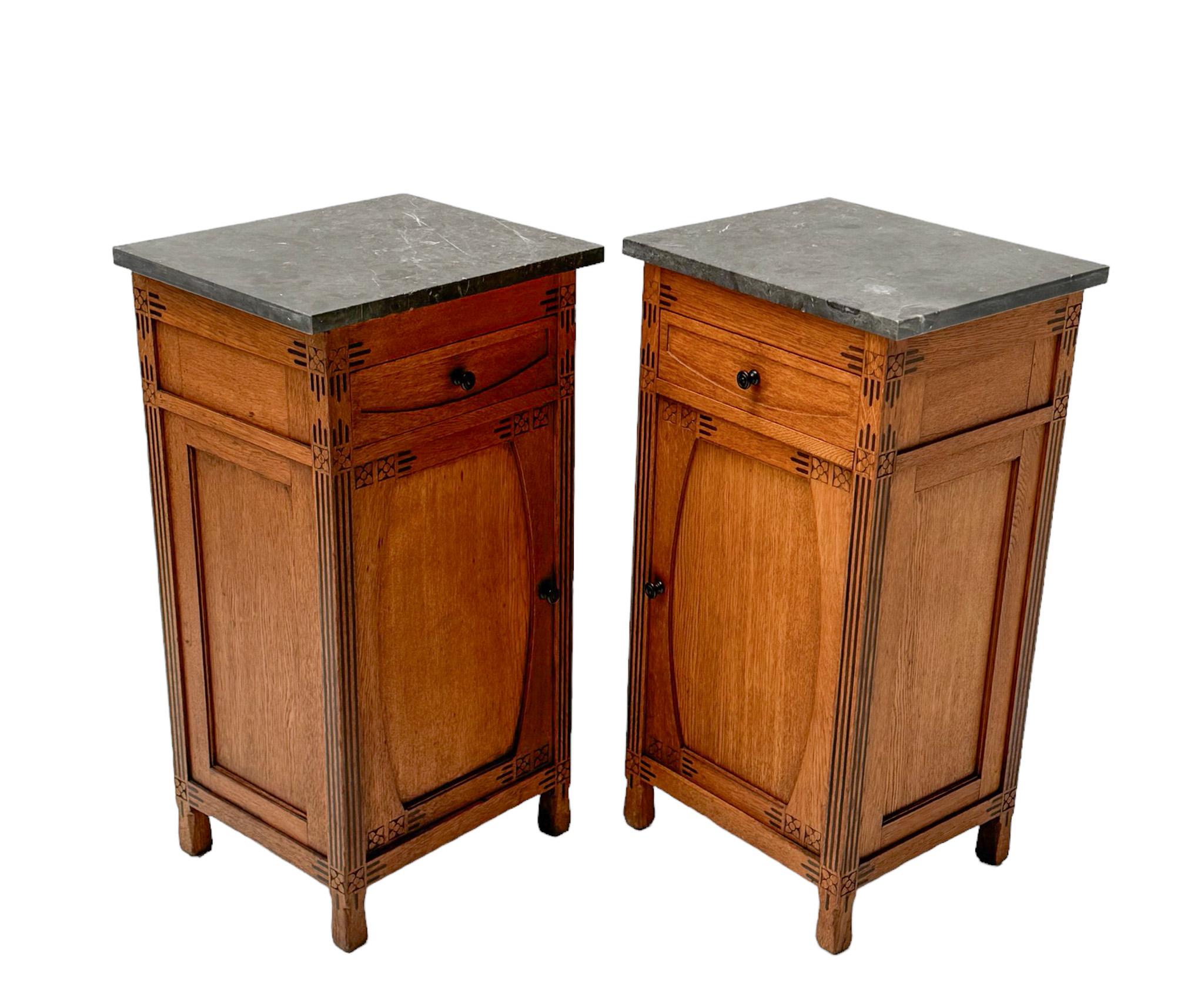 Two  Arts & Crafts Nightstands or Bedside Tables by H. P. Mutters & Zoon, 1900s 3