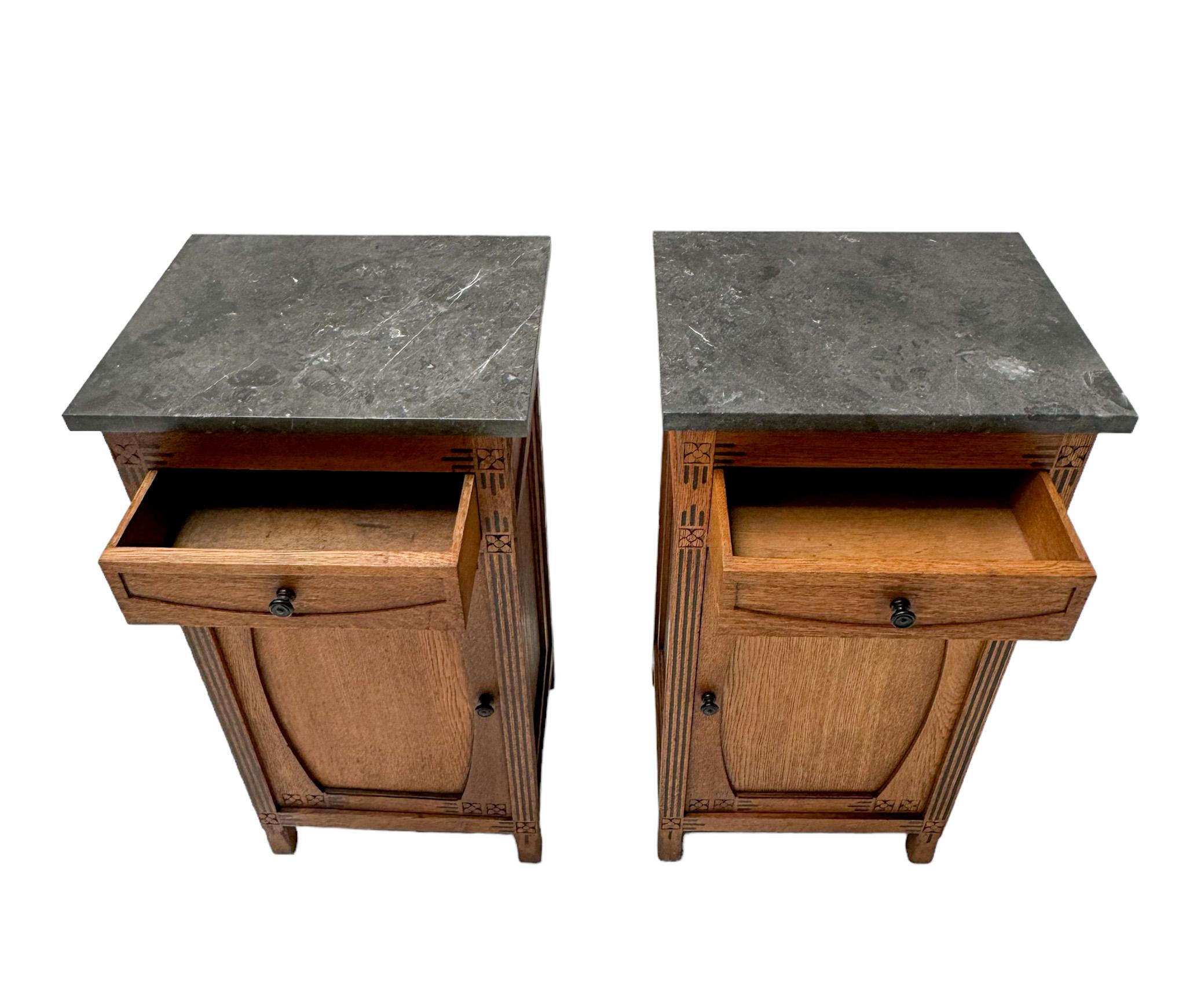 Two  Arts & Crafts Nightstands or Bedside Tables by H. P. Mutters & Zoon, 1900s 4