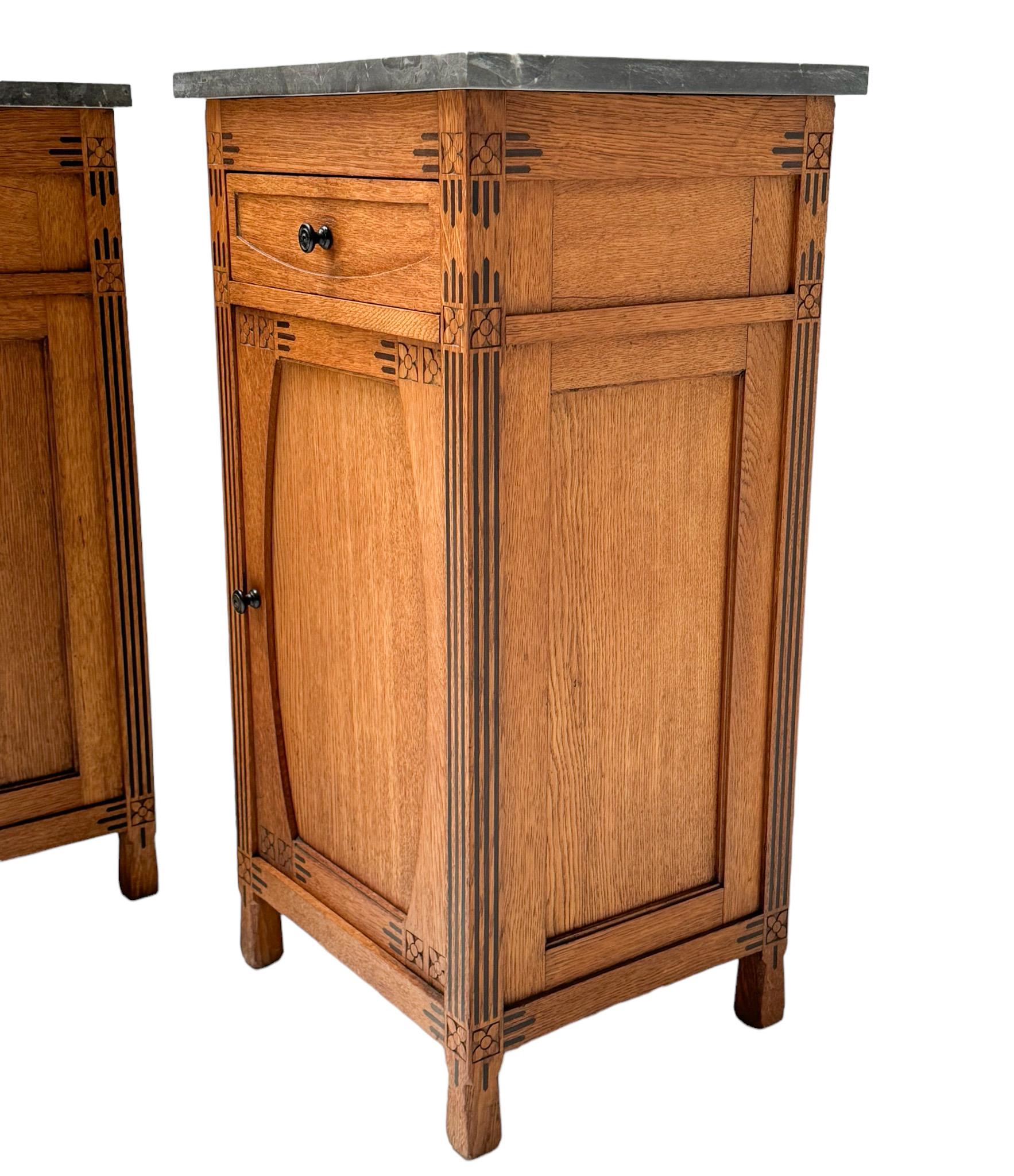 Two  Arts & Crafts Nightstands or Bedside Tables by H. P. Mutters & Zoon, 1900s 6