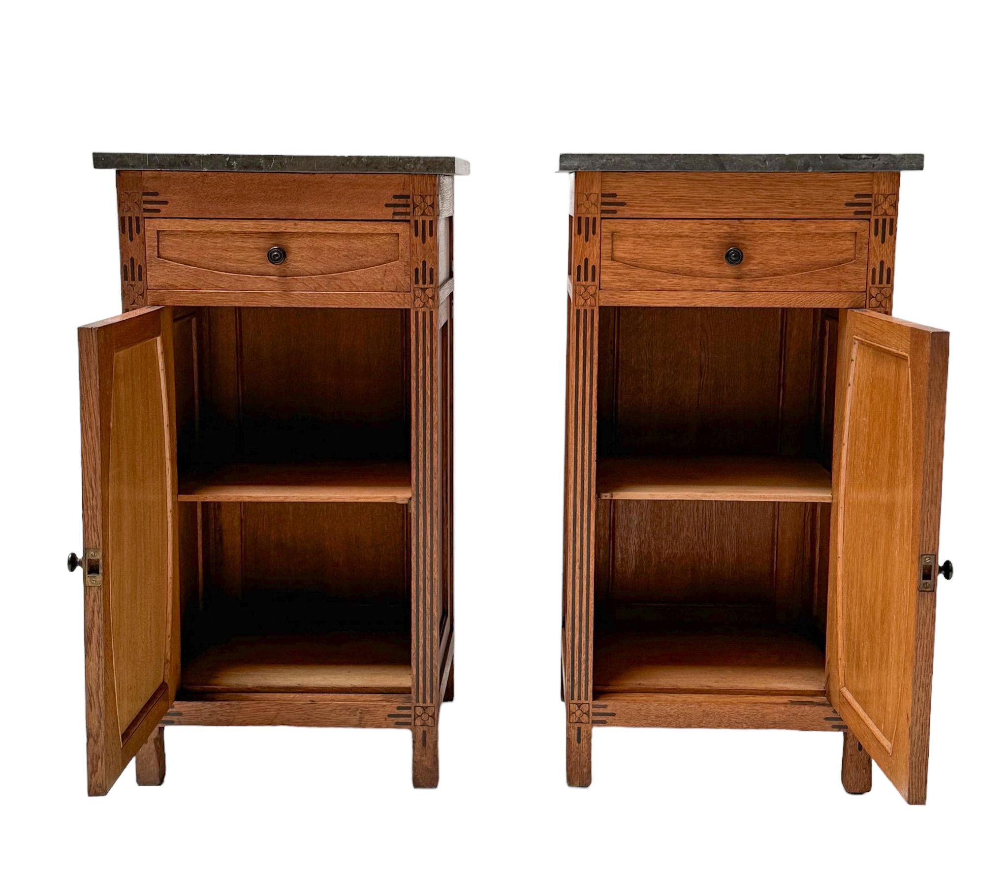 Arts and Crafts Two  Arts & Crafts Nightstands or Bedside Tables by H. P. Mutters & Zoon, 1900s