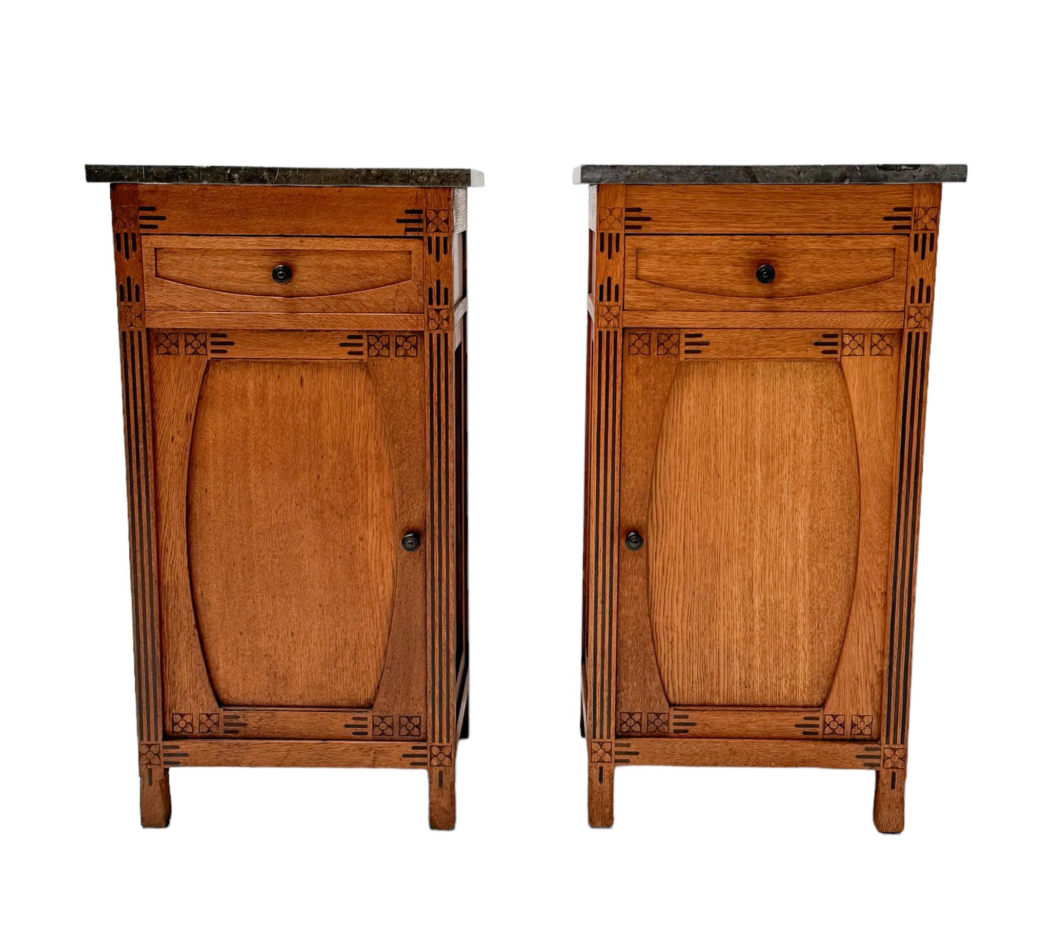 Dutch Two  Arts & Crafts Nightstands or Bedside Tables by H. P. Mutters & Zoon, 1900s