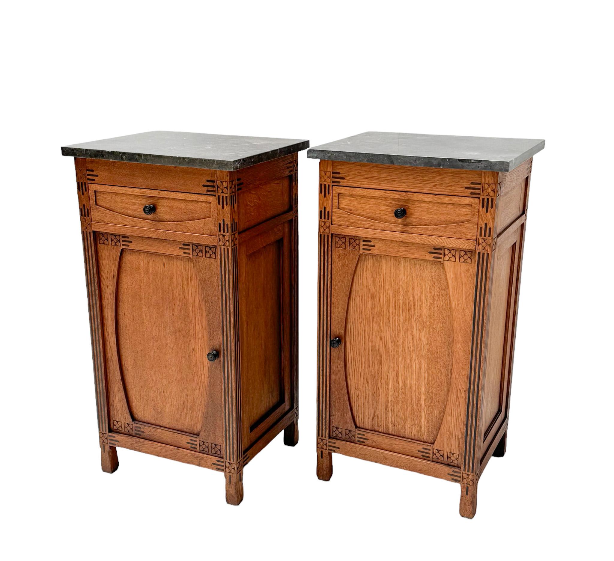 Early 20th Century Two  Arts & Crafts Nightstands or Bedside Tables by H. P. Mutters & Zoon, 1900s
