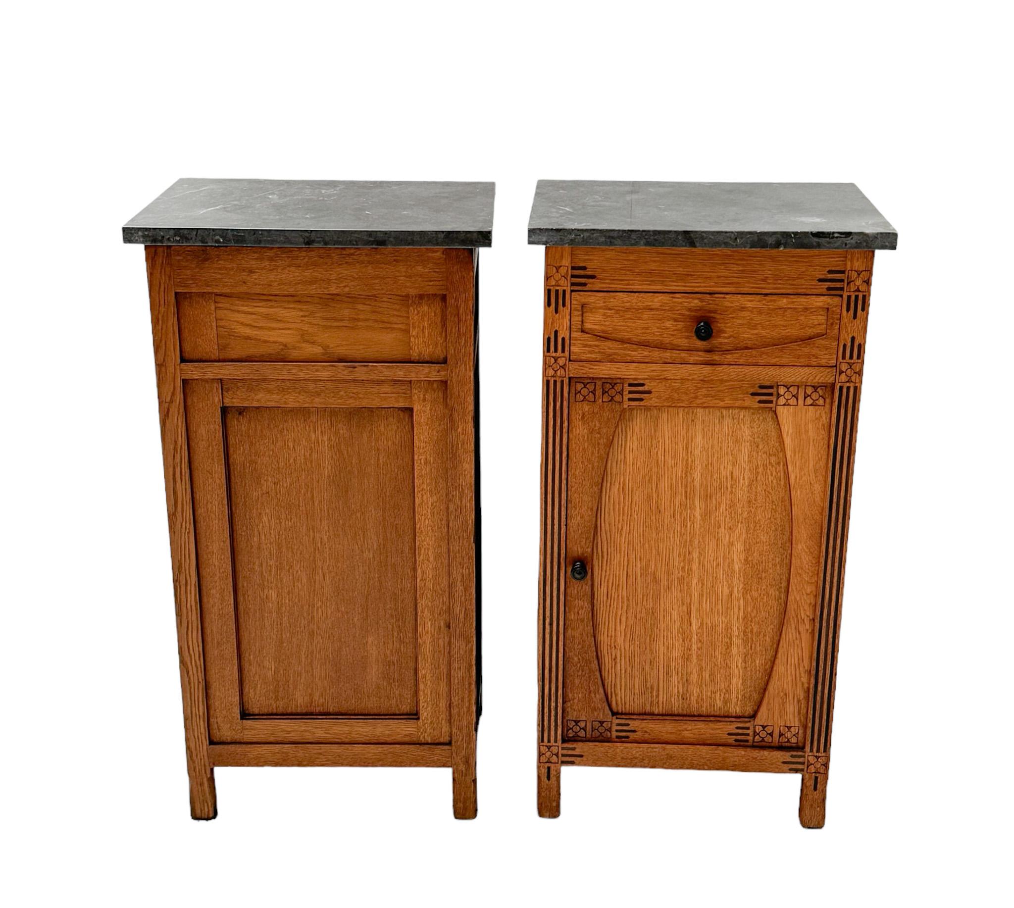 Two  Arts & Crafts Nightstands or Bedside Tables by H. P. Mutters & Zoon, 1900s 1