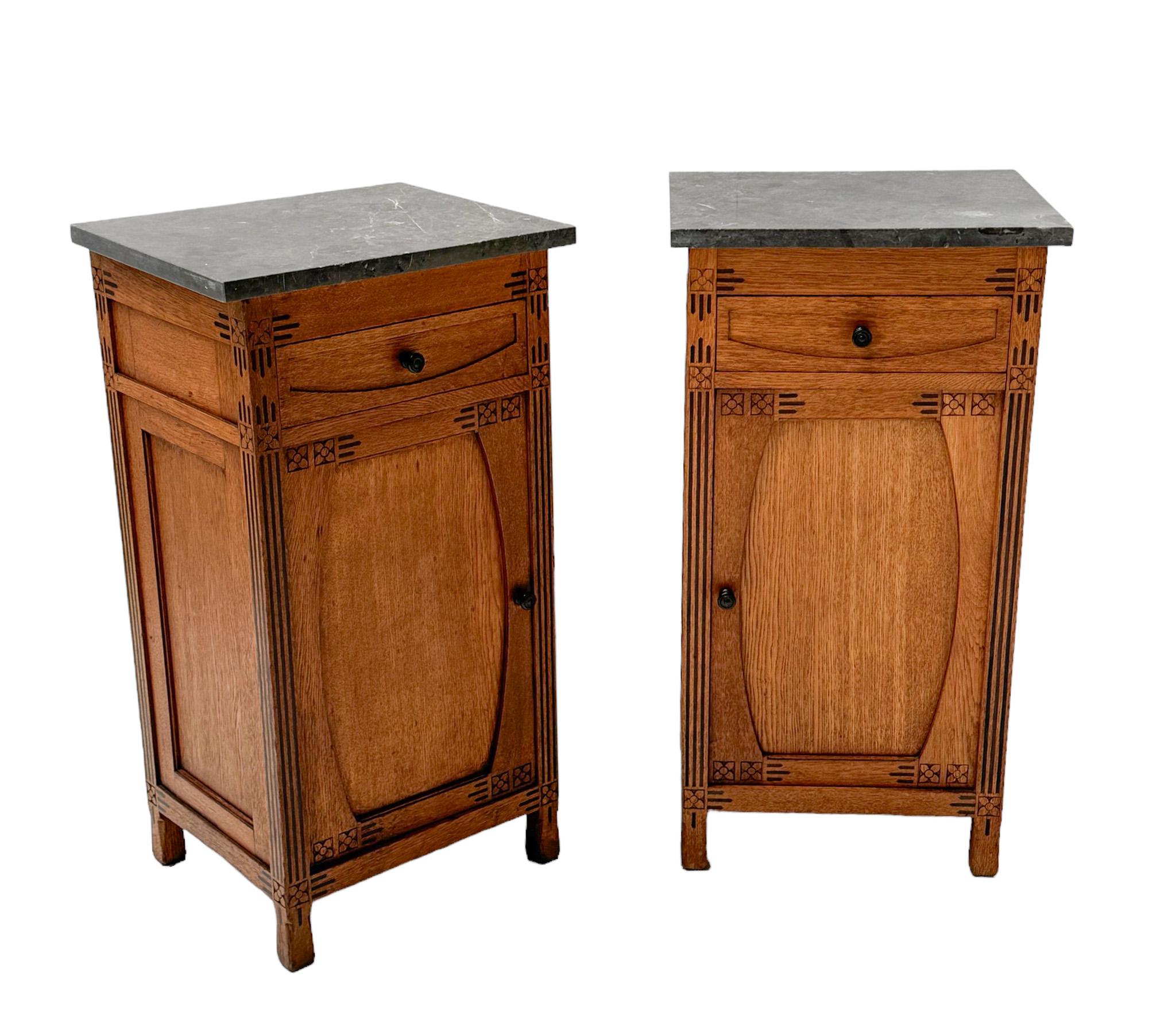 Two  Arts & Crafts Nightstands or Bedside Tables by H. P. Mutters & Zoon, 1900s 2