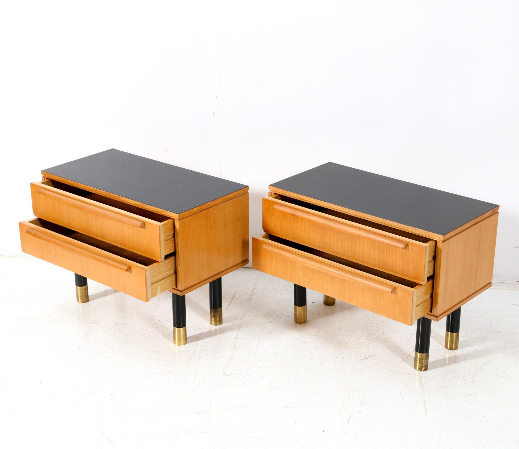 Two Ash Mid-Century Modern Nightstands or Bedside Tables, 1950s In Good Condition For Sale In Amsterdam, NL
