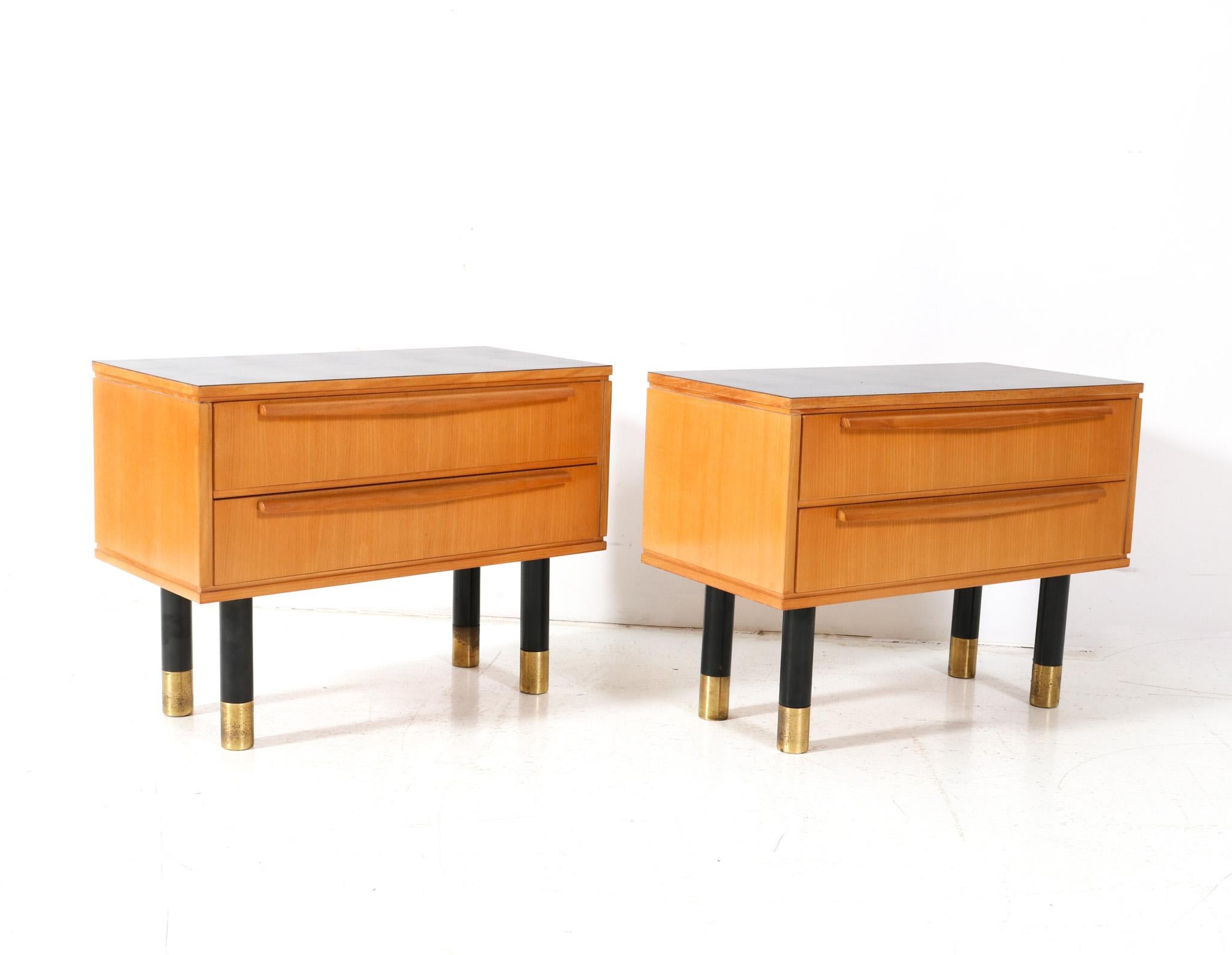 Mid-20th Century Two Ash Mid-Century Modern Nightstands or Bedside Tables, 1950s For Sale