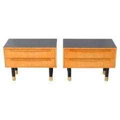 Retro Two Ash Mid-Century Modern Nightstands or Bedside Tables, 1950s