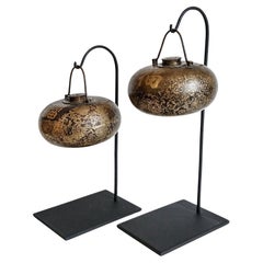 Two Brass Water Containers, Early 20th Century, On Stand