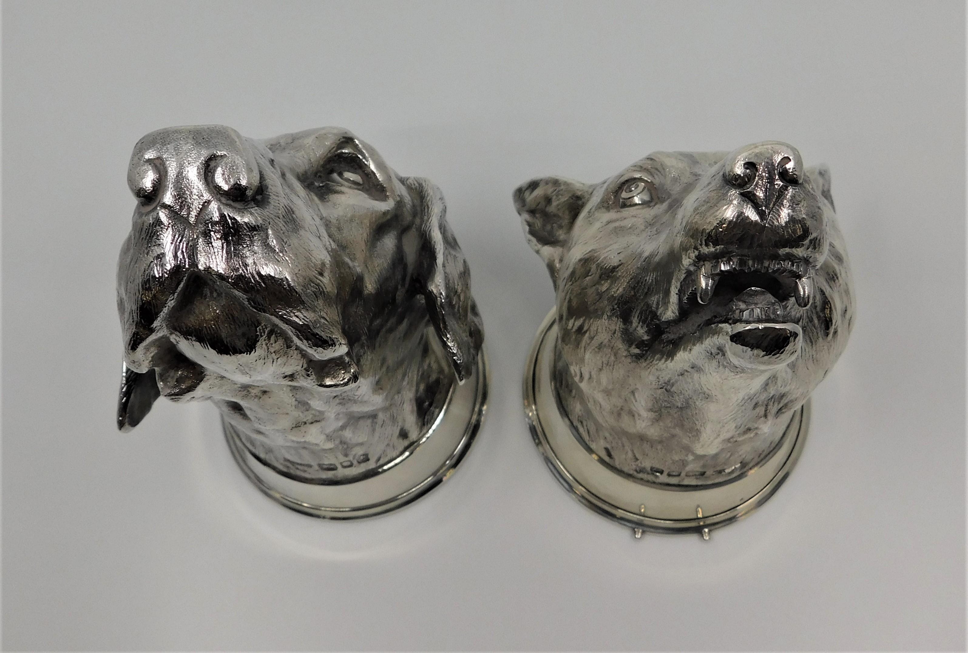 Two Asprey & Co. Sterling Silver Stirrup Cups Hound and Fox Heads 3