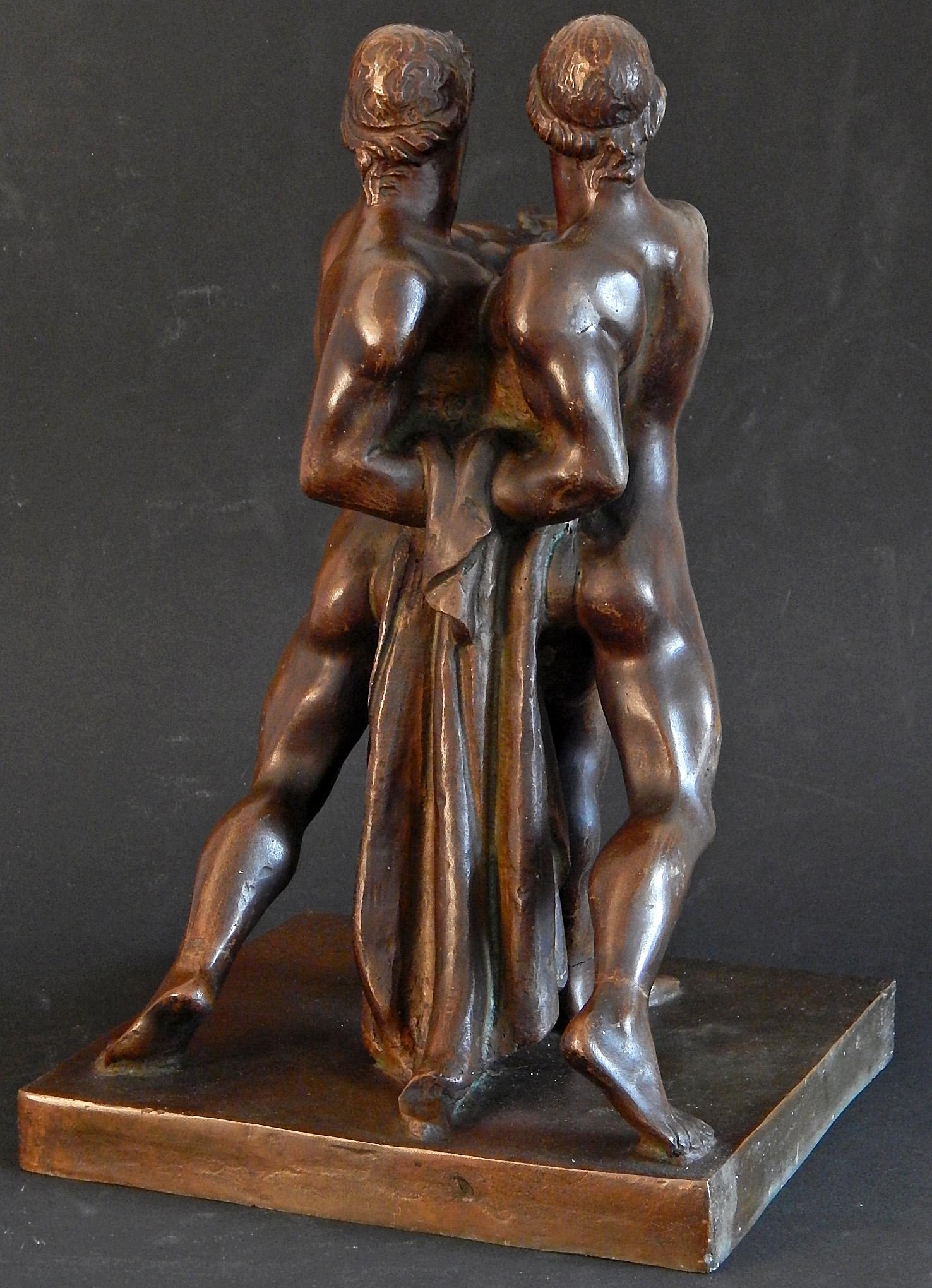 Quite extraordinary, this bronze depicting two nude athletes side by side, their arms out streched in common cause, was sculpted by an Italian artist in the 1930s, perhaps in connection to the construction of what is now known as Foro Italico