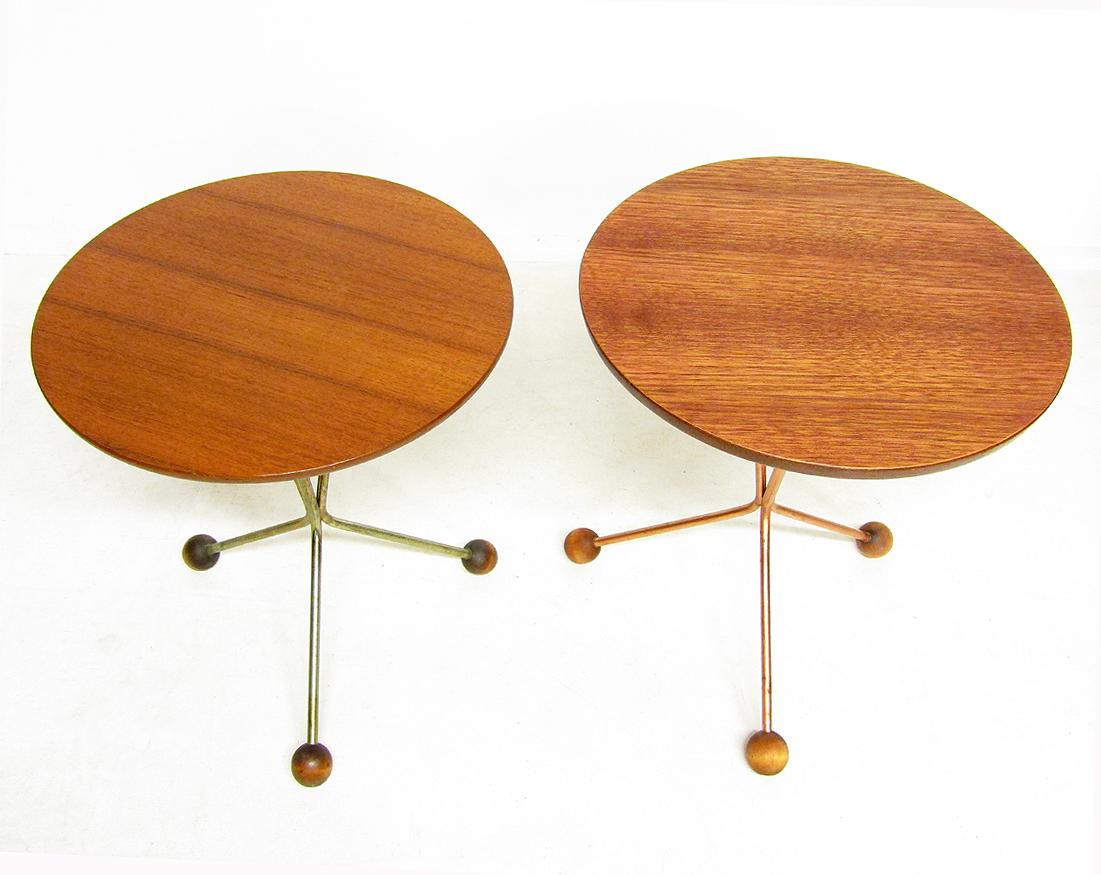 Scandinavian Modern Two Atomic Circular Side Tables by Albert Larsson for Alberts Tibro