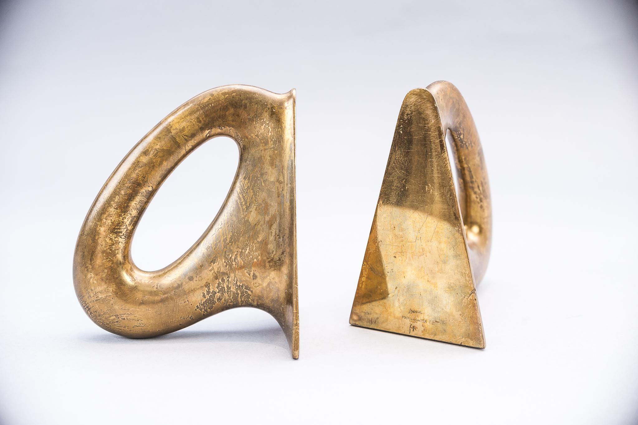 Brass Two Auböck Bookends, circa 1950s