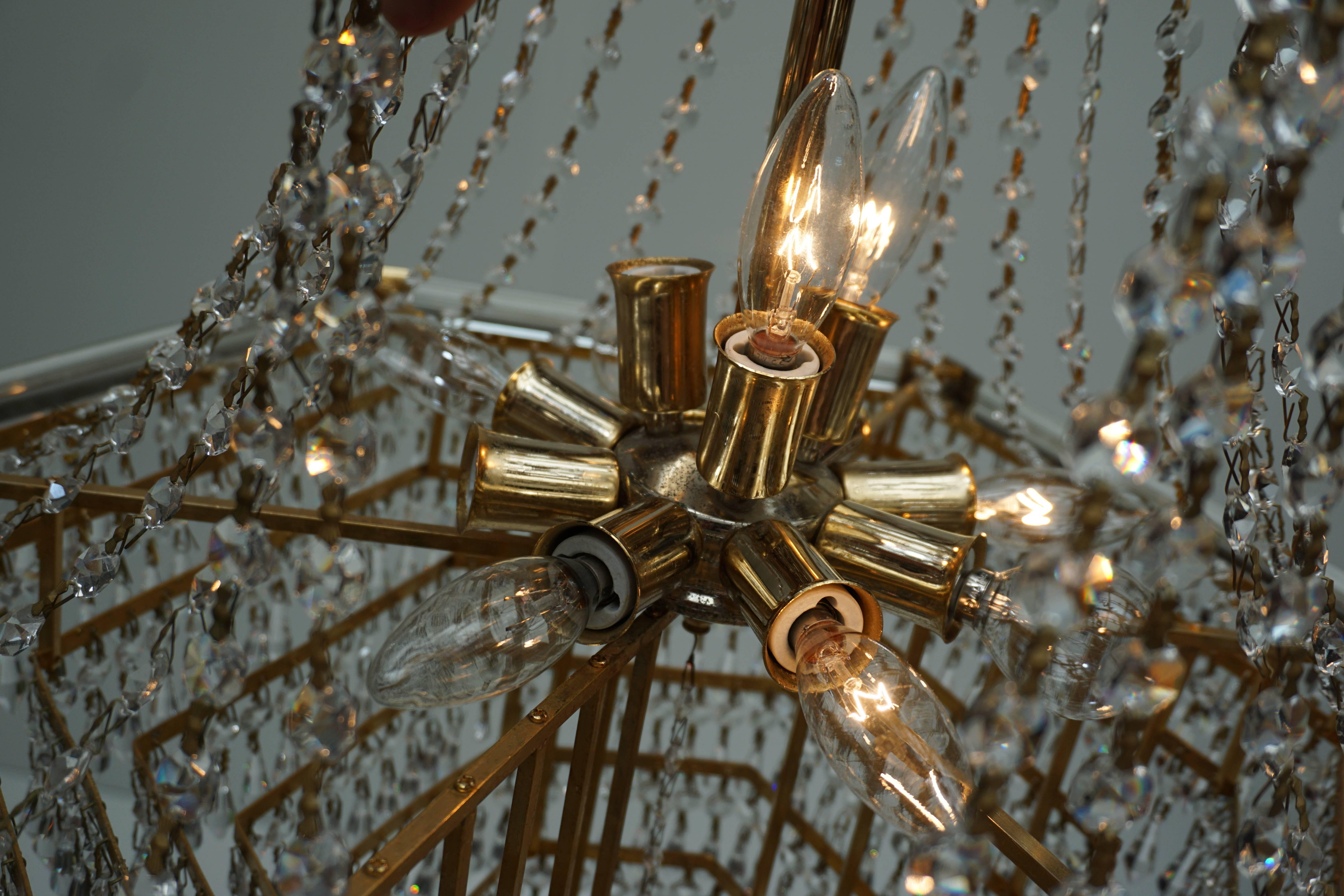 Two Bakalowits Chandeliers, Crystal Glass and Gilt Brass, Austria, 1960s 6