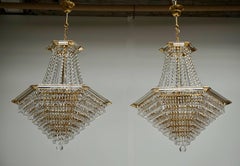 Two Bakalowits Chandeliers, Crystal Glass and Gilt Brass, Austria, 1960s