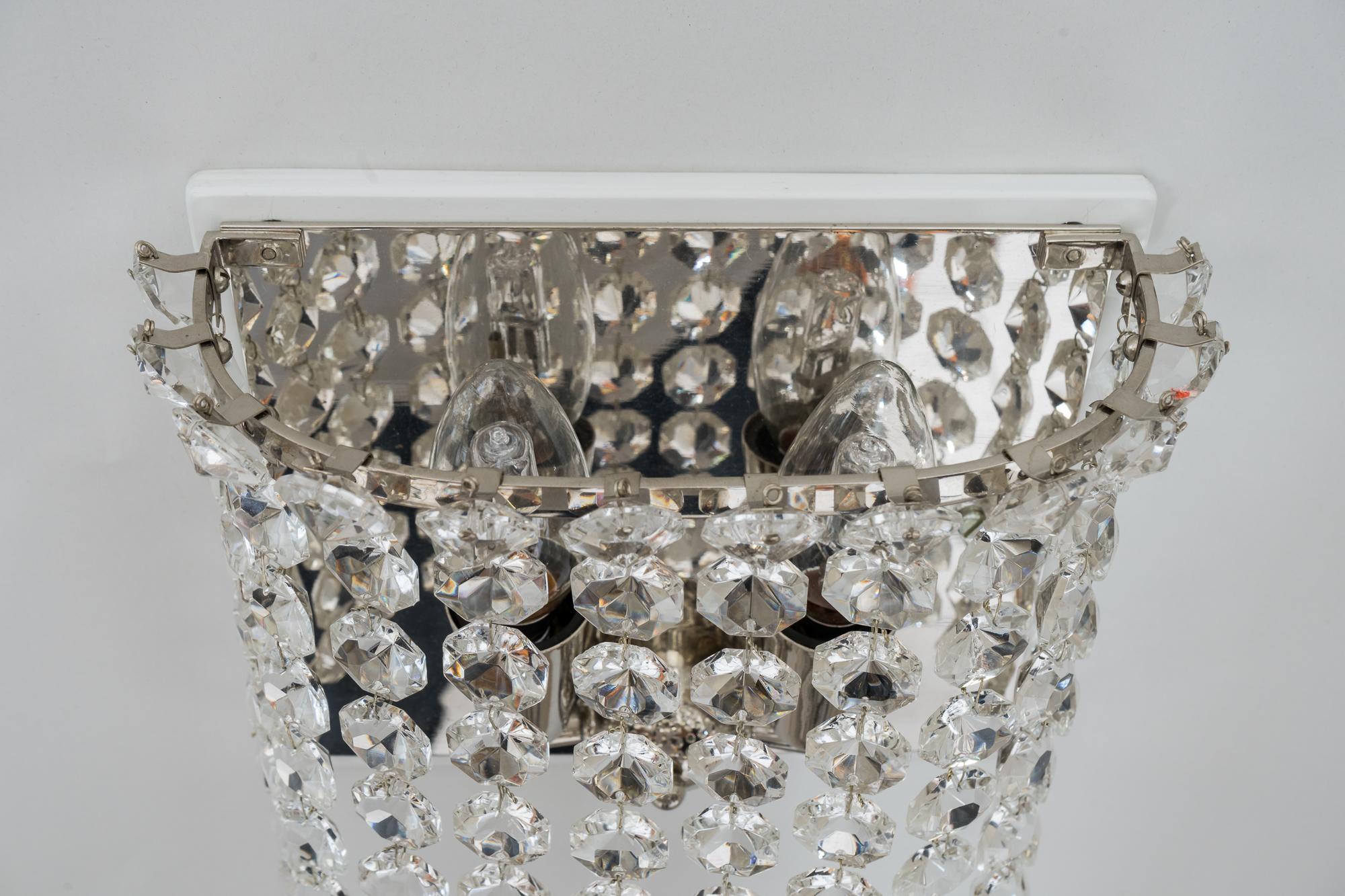 Two Bakalowits Crystal Wall Lamps, Vienna, circa 1960s For Sale 3