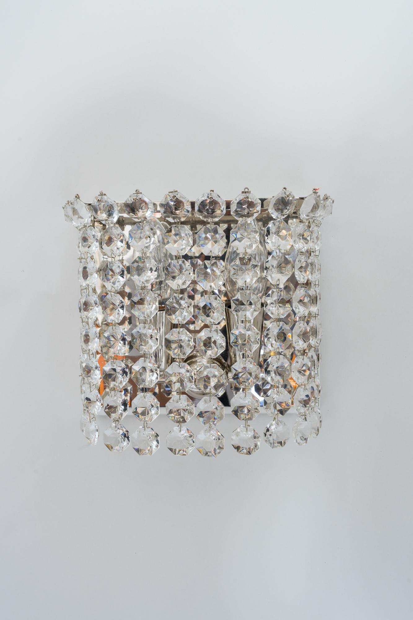 Two Bakalowits crystal wall lamps, Vienna, circa 1960s
Original condition
Pair price.