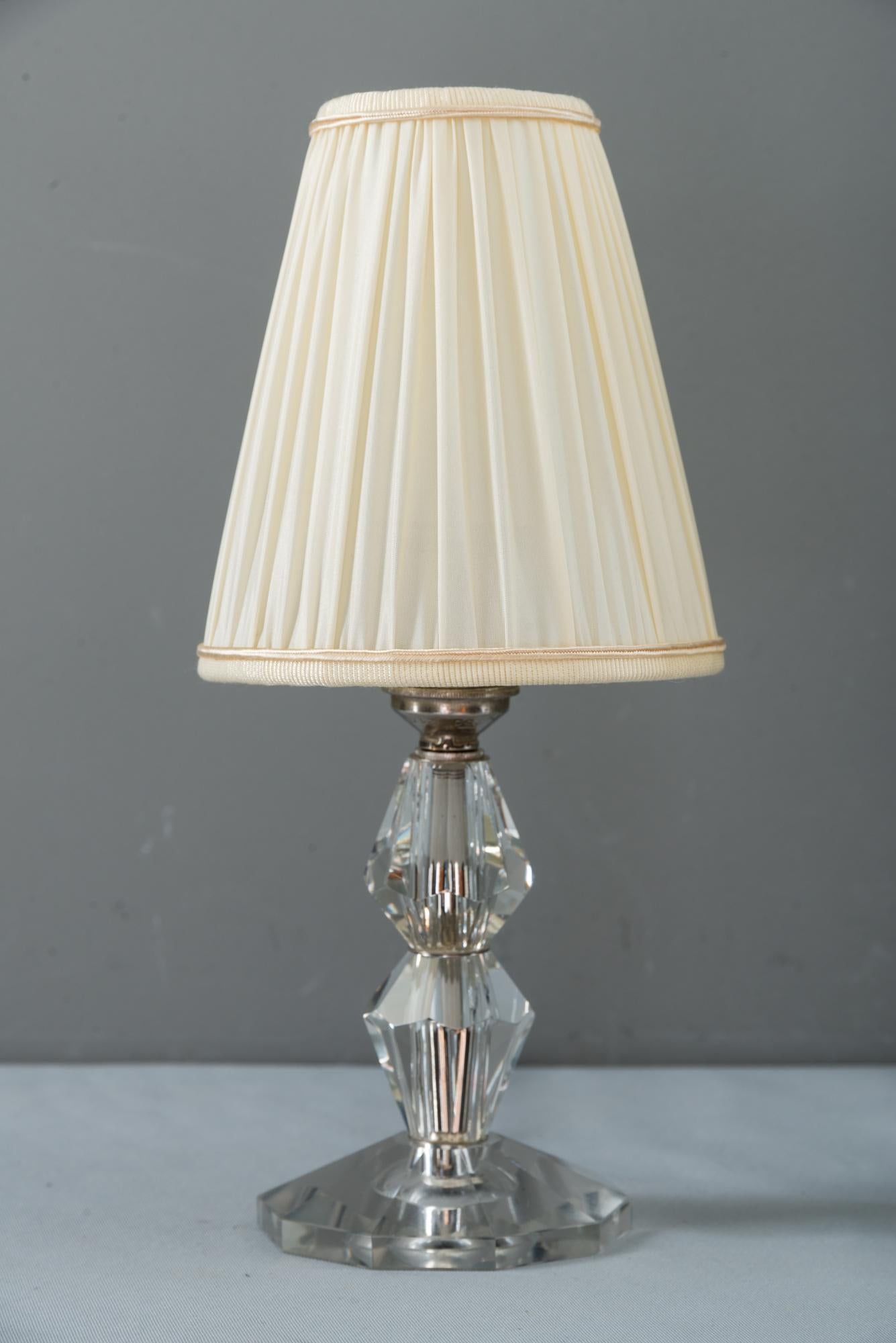 Two Bakalowits table lamps circa 1950s
Glass, nickel-plated and fabric
Original condition
Fabric shade is replaced ( new ).