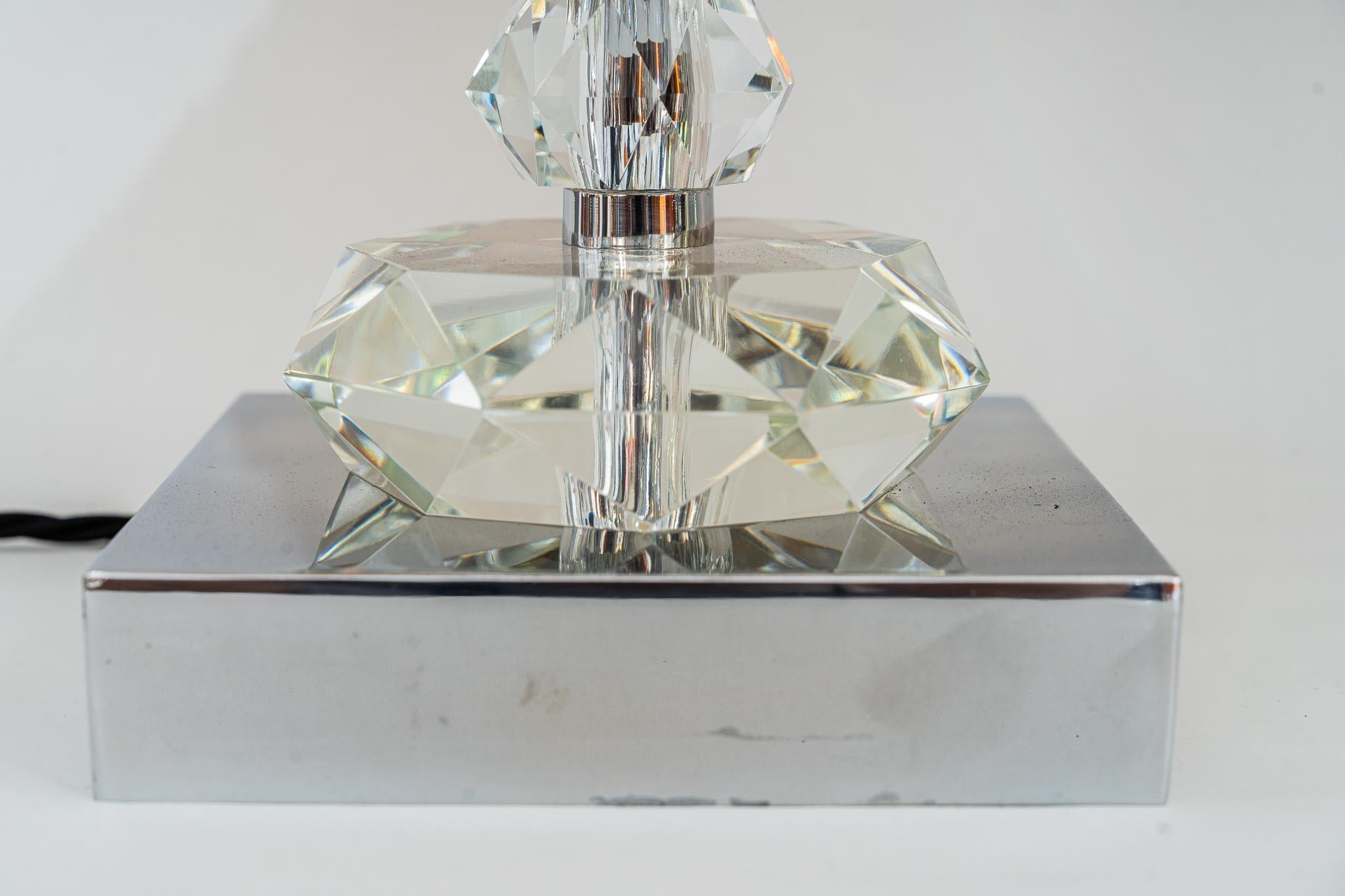 Two Bakalowits Table Lamps with Huge Faceted Diamond Crystals, Austria, 1970s For Sale 4