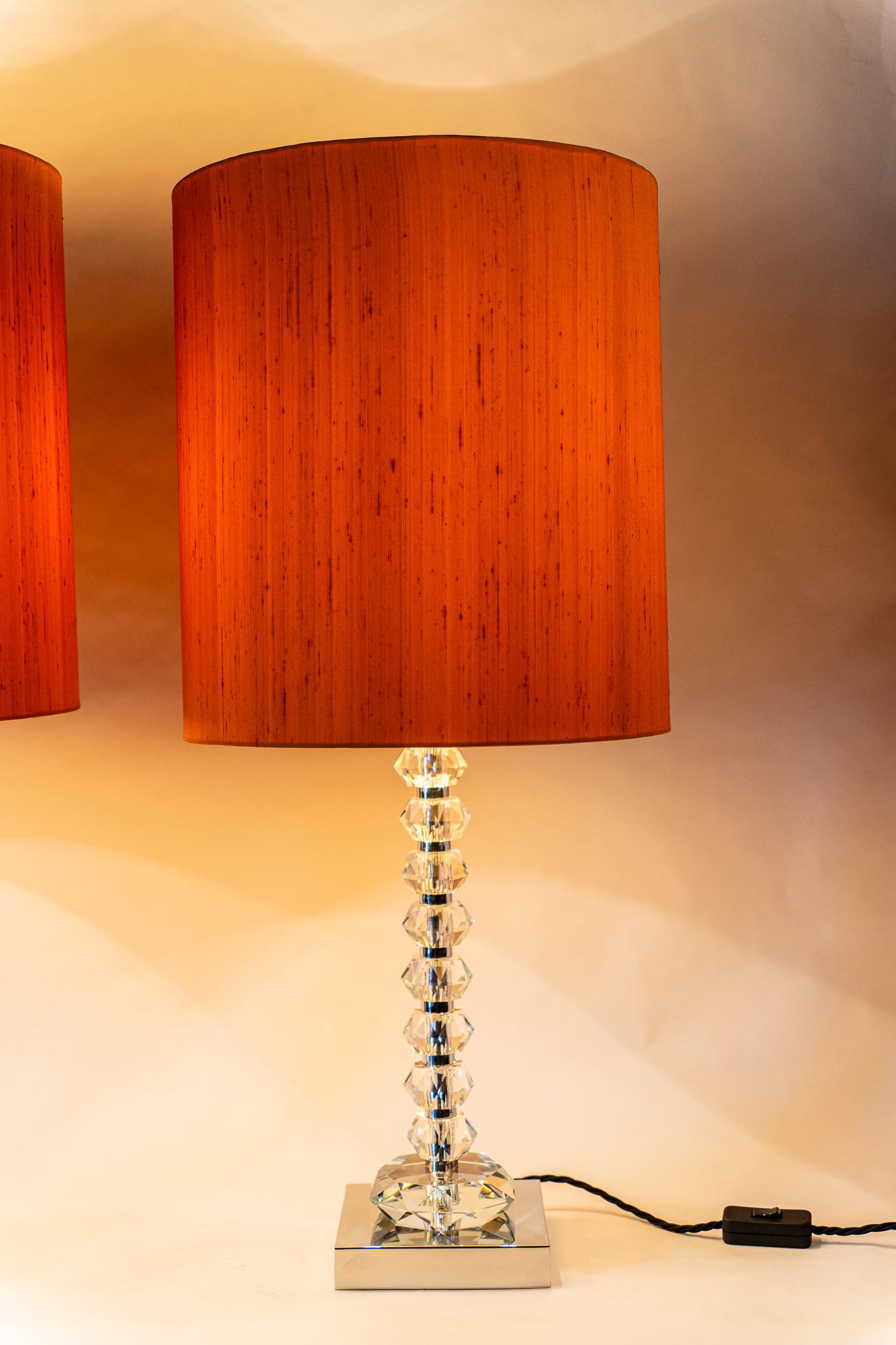 Two Bakalowits Table Lamps with Huge Faceted Diamond Crystals, Austria, 1970s For Sale 9