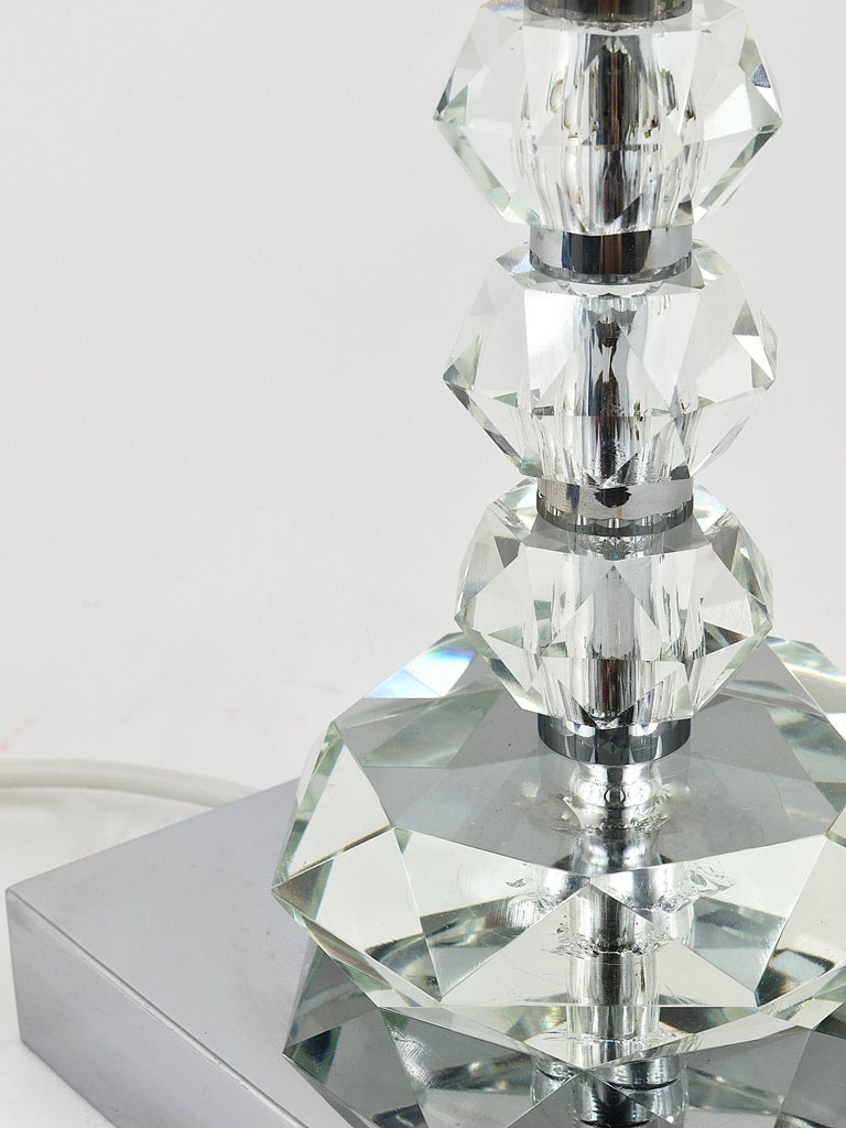 Mid-Century Modern Two Bakalowits Table Lamps with Huge Faceted Diamond Crystals, Austria, 1970s For Sale