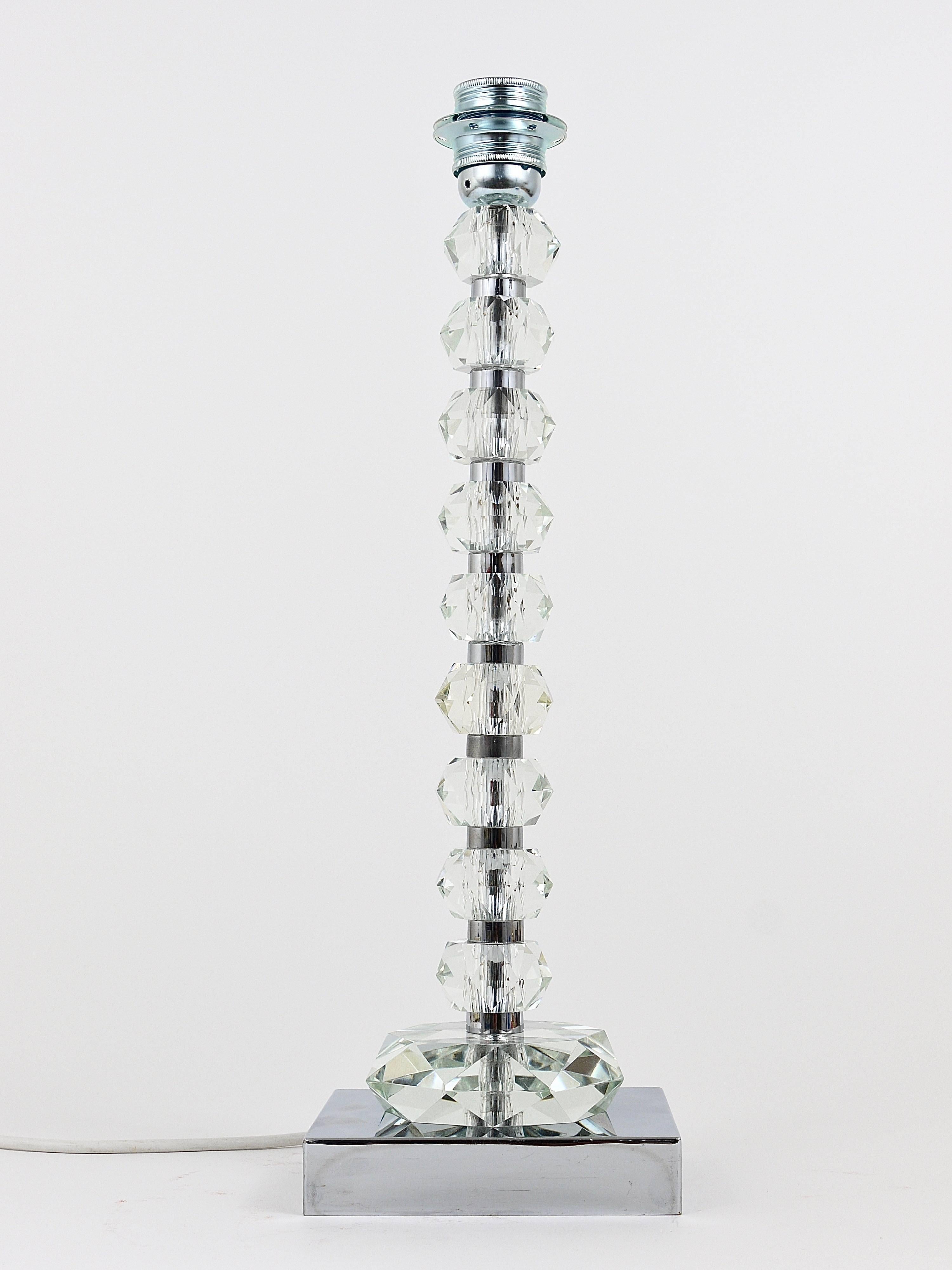 Dos lámparas de mesa Bakalowits con enormes cristales de diamante facetados, Austria, años 70 Austríaco en venta