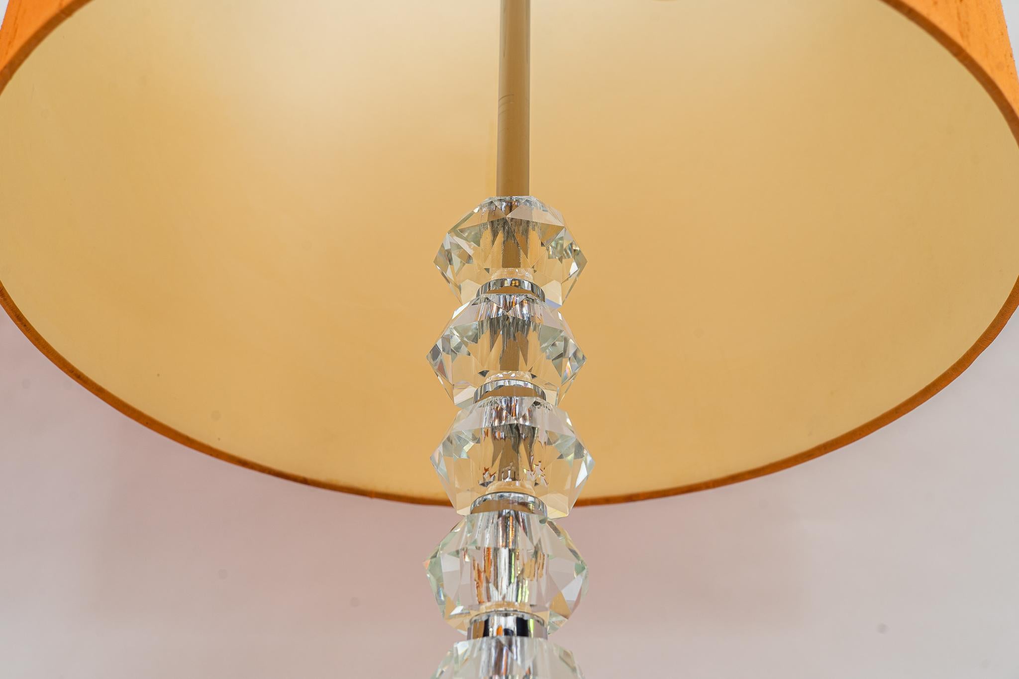 Austrian Two Bakalowits Table Lamps with Huge Faceted Diamond Crystals, Austria, 1970s For Sale