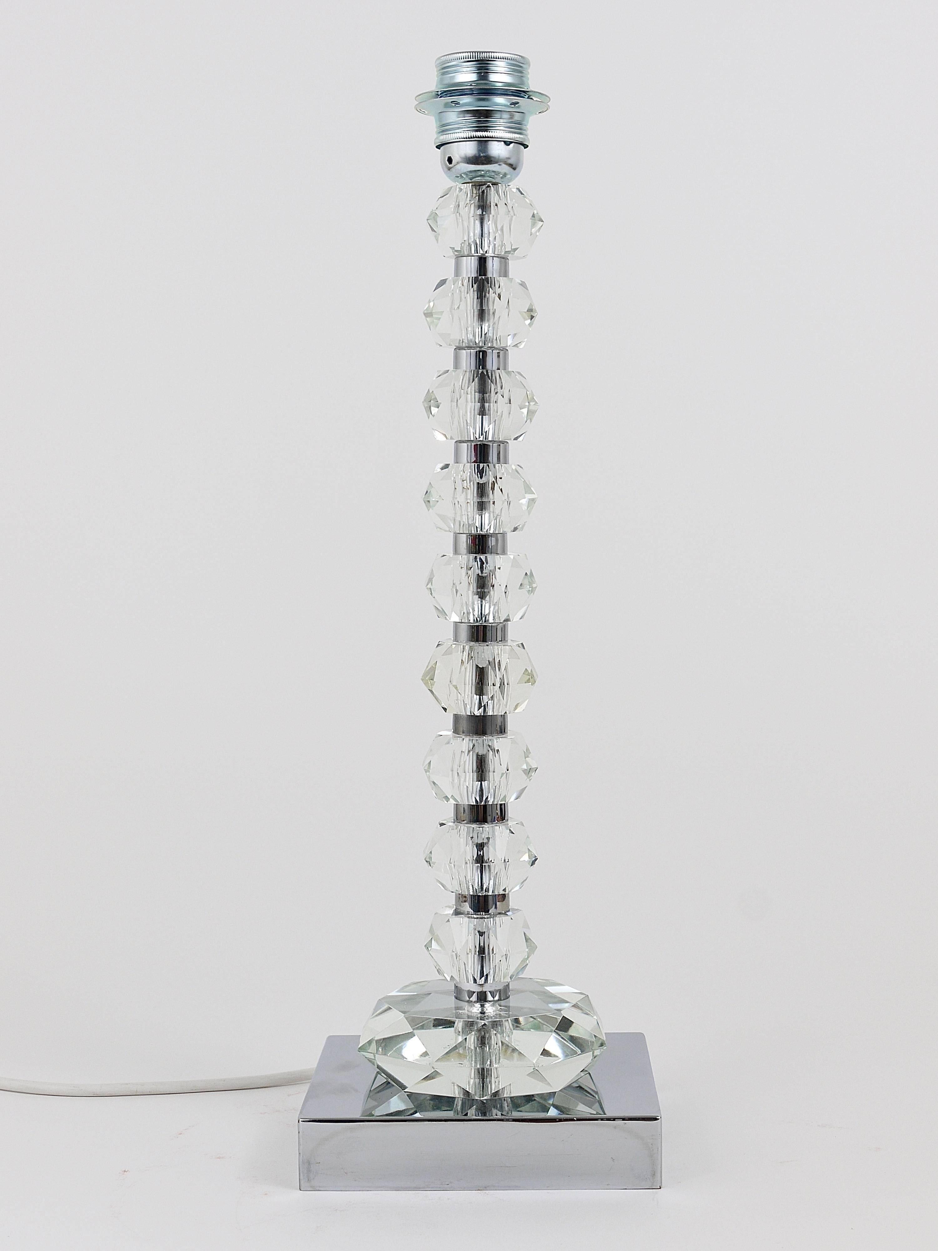 Dos lámparas de mesa Bakalowits con enormes cristales de diamante facetados, Austria, años 70 en Bueno estado para la venta en Vienna, AT