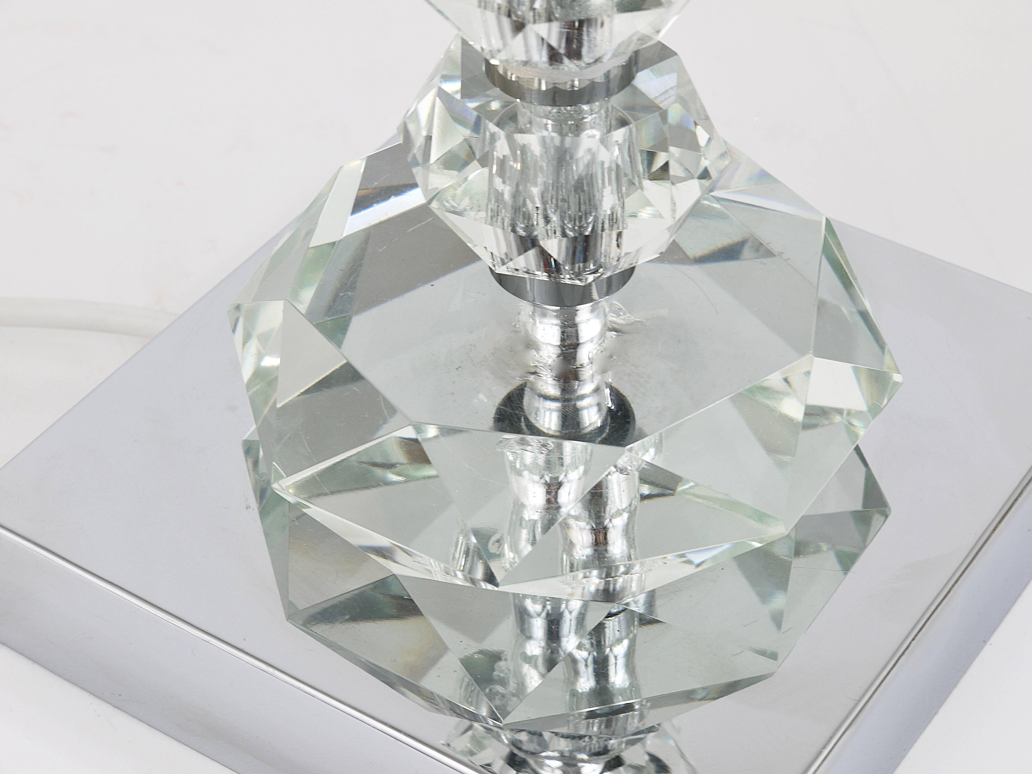 Two Bakalowits Table Lamps with Huge Faceted Diamond Crystals, Austria, 1970s For Sale 2