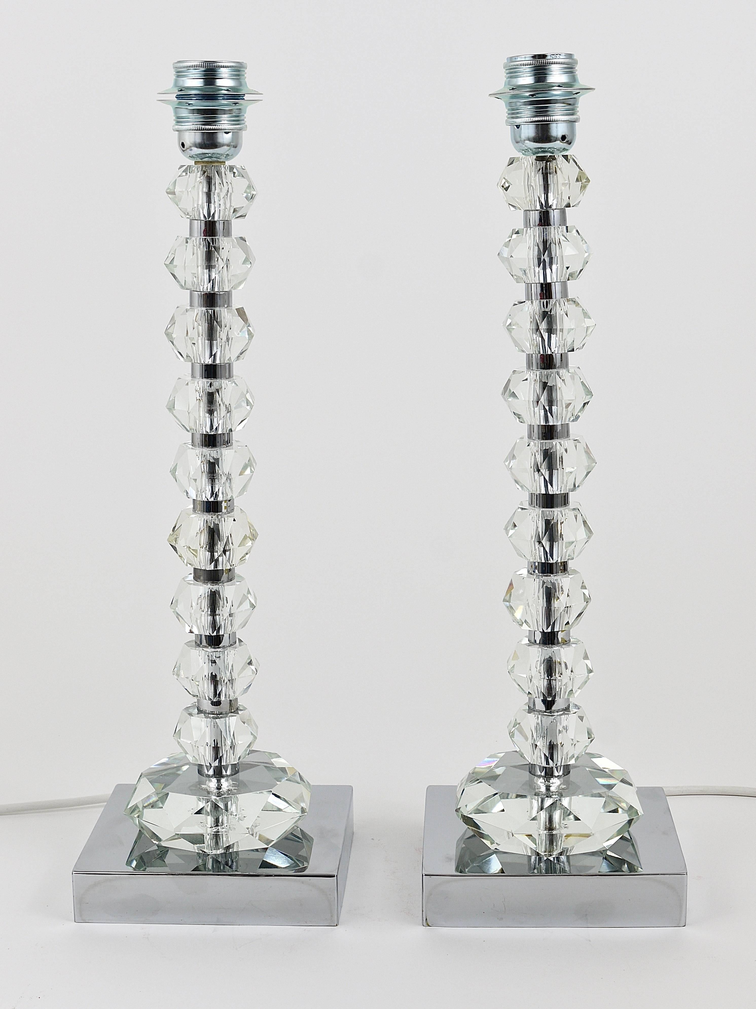 Zwei Bakalowits-Tischlampen mit riesigen facettierten Diamantenkristallen, Österreich, 1970er Jahre im Angebot 3