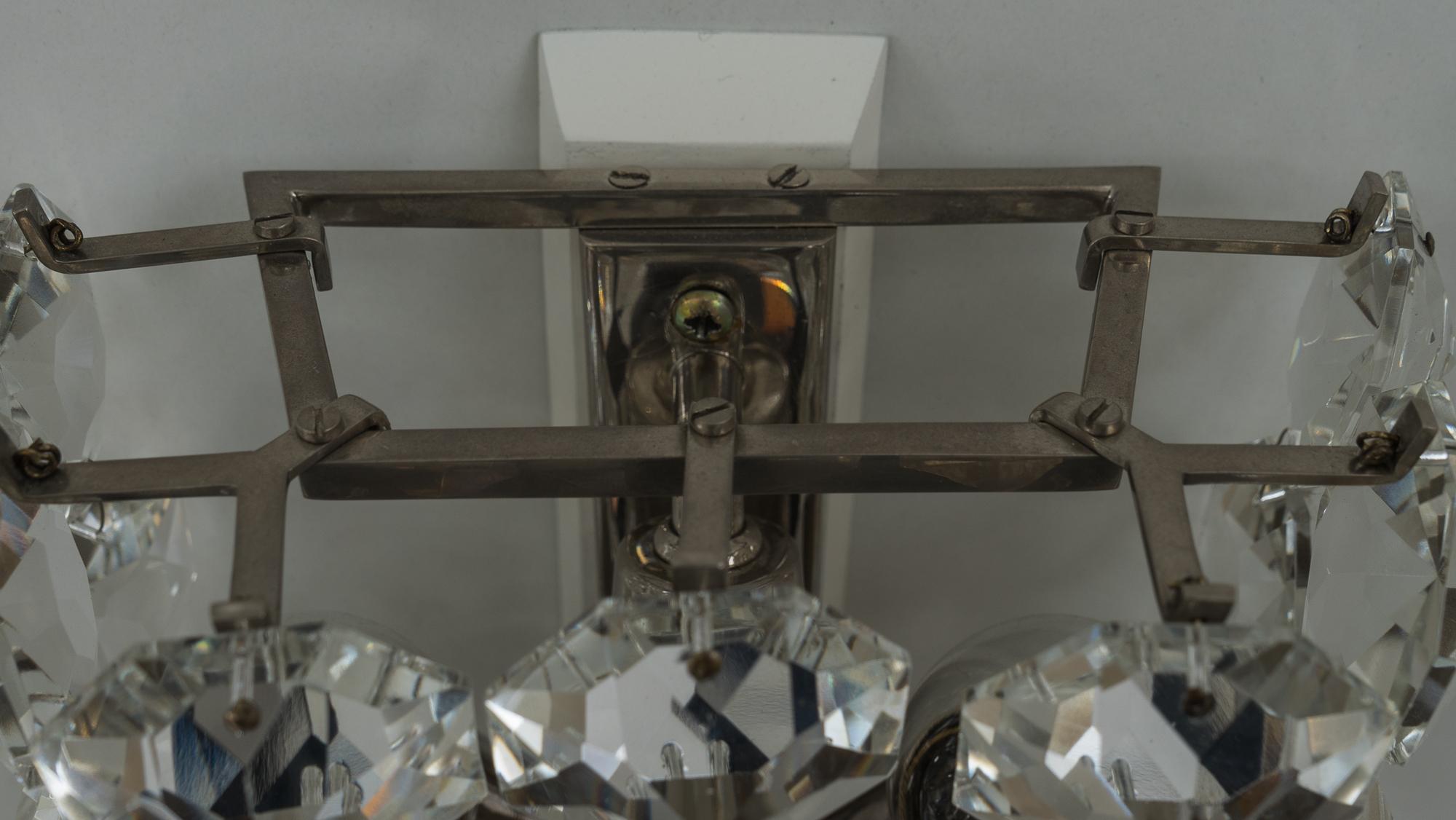 Two Bakalowits Wall Lamps Nickel-Plated, circa 1950s For Sale 4