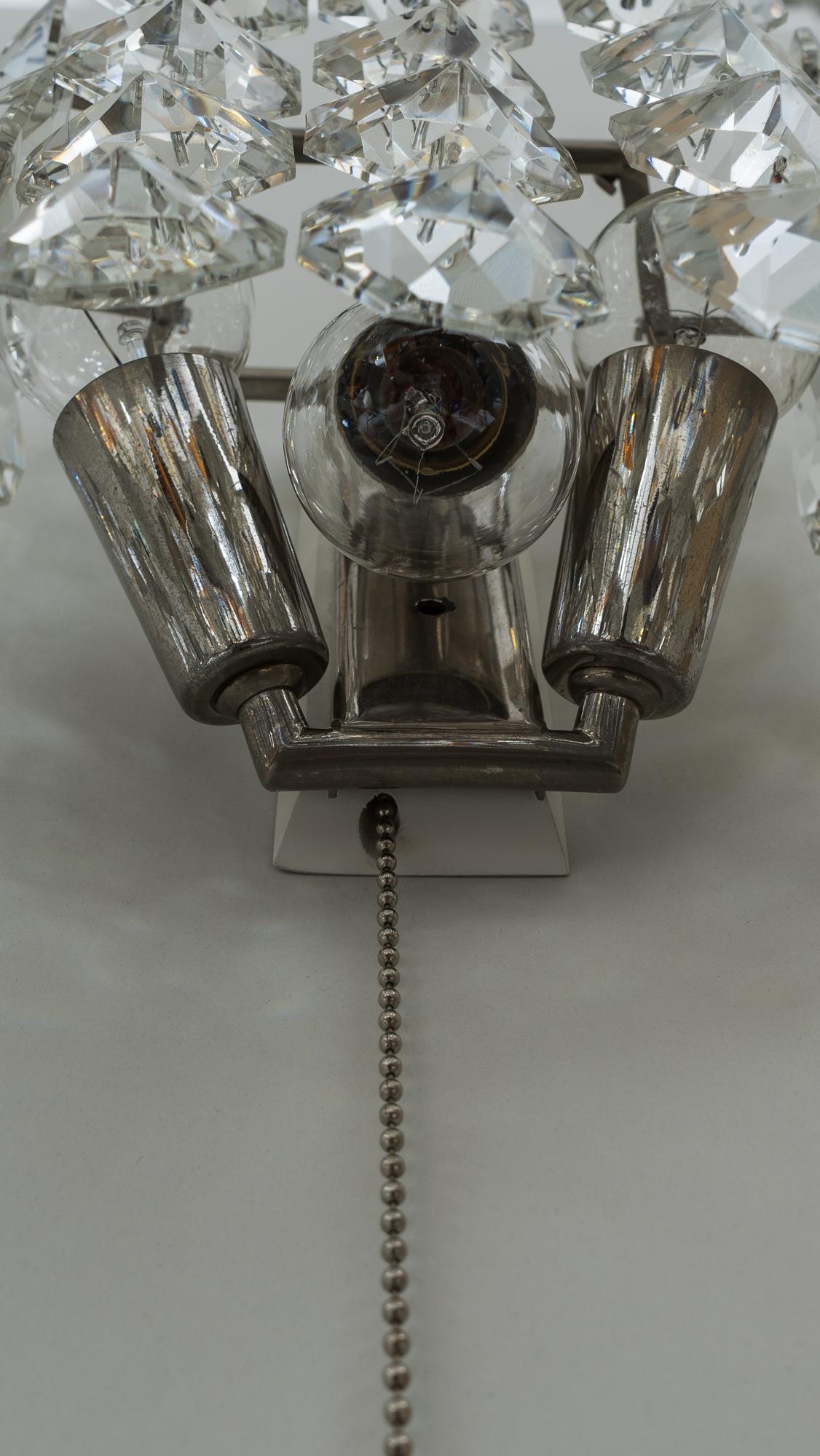 Two Bakalowits Wall Lamps Nickel-Plated, circa 1950s For Sale 6