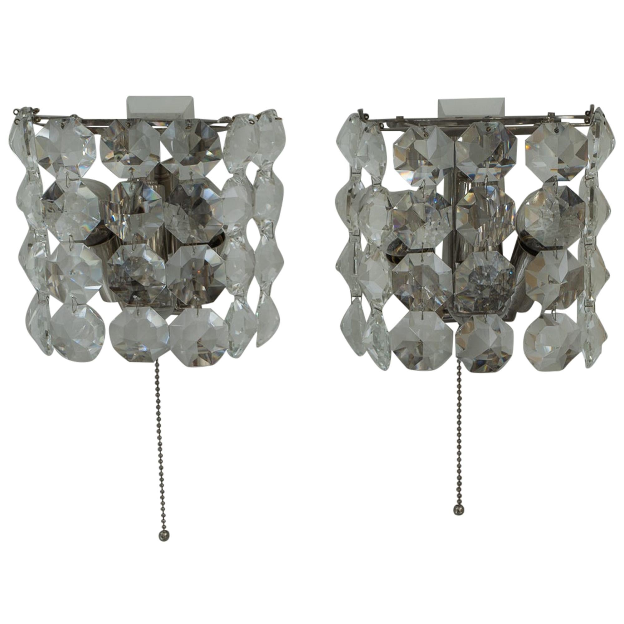 Two Bakalowits Wall Lamps Nickel-Plated, circa 1950s For Sale