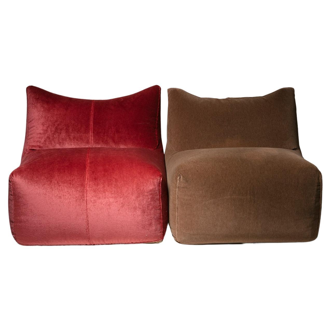 Two "Bambole" Lounge Chairs by Mario Bellini for B&B Italia, 1970s For Sale