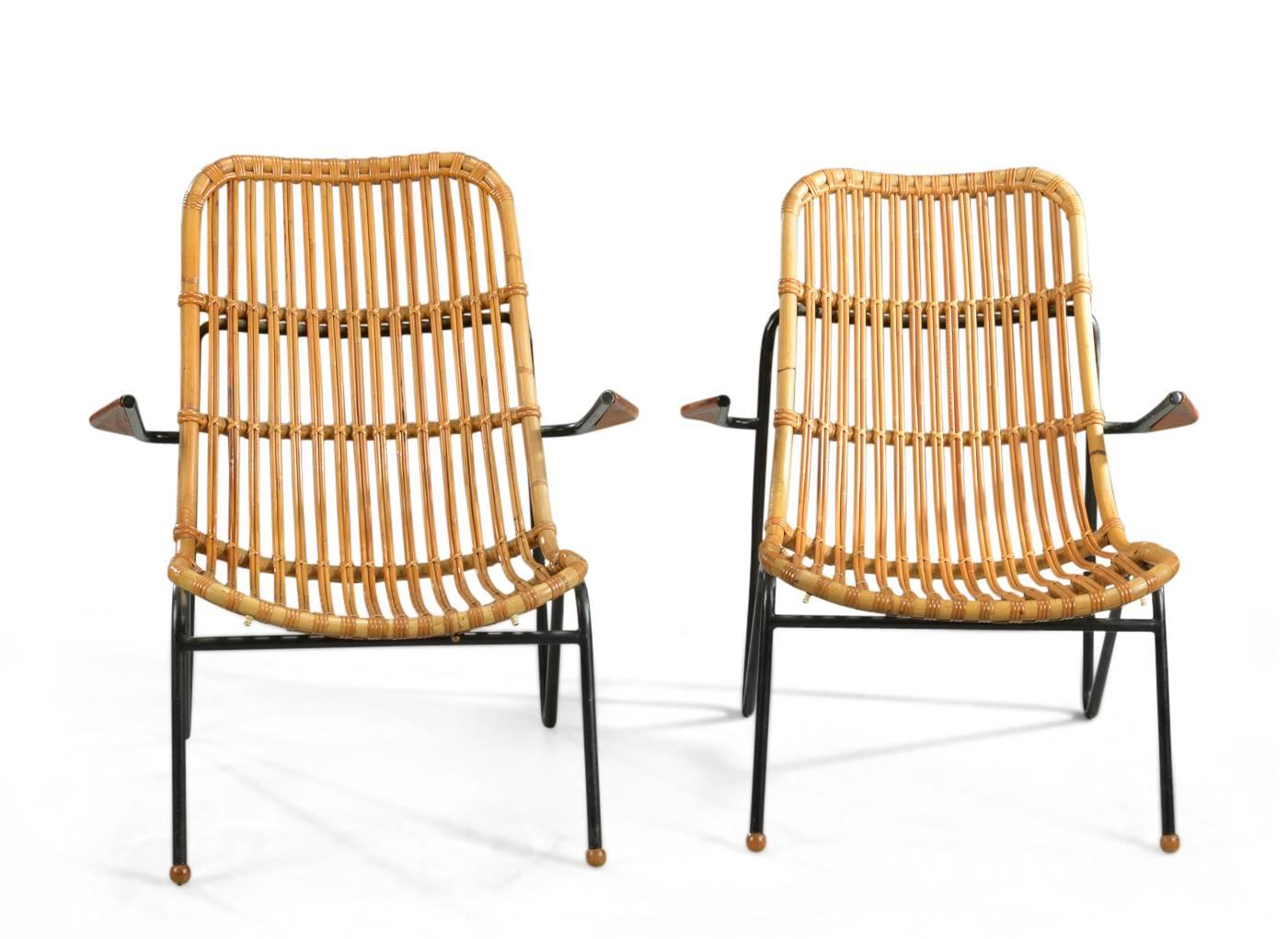 Two Bamboo Armchairs by Laurids Lønborg In Good Condition For Sale In Paris, FR