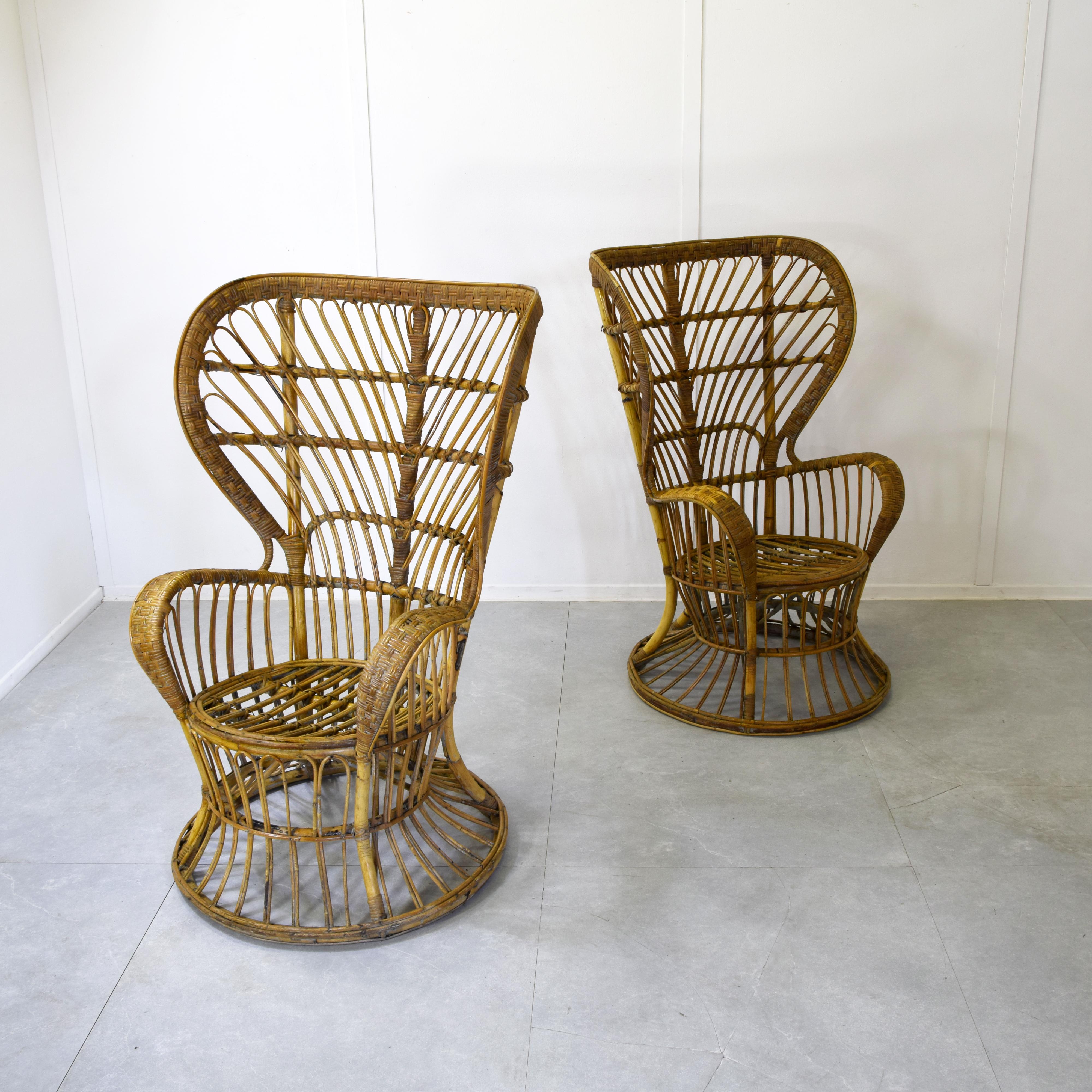 Italian Two bamboo chair by Gio Ponti and Lio Carminati for Conte Biancamano transatlant in vendita