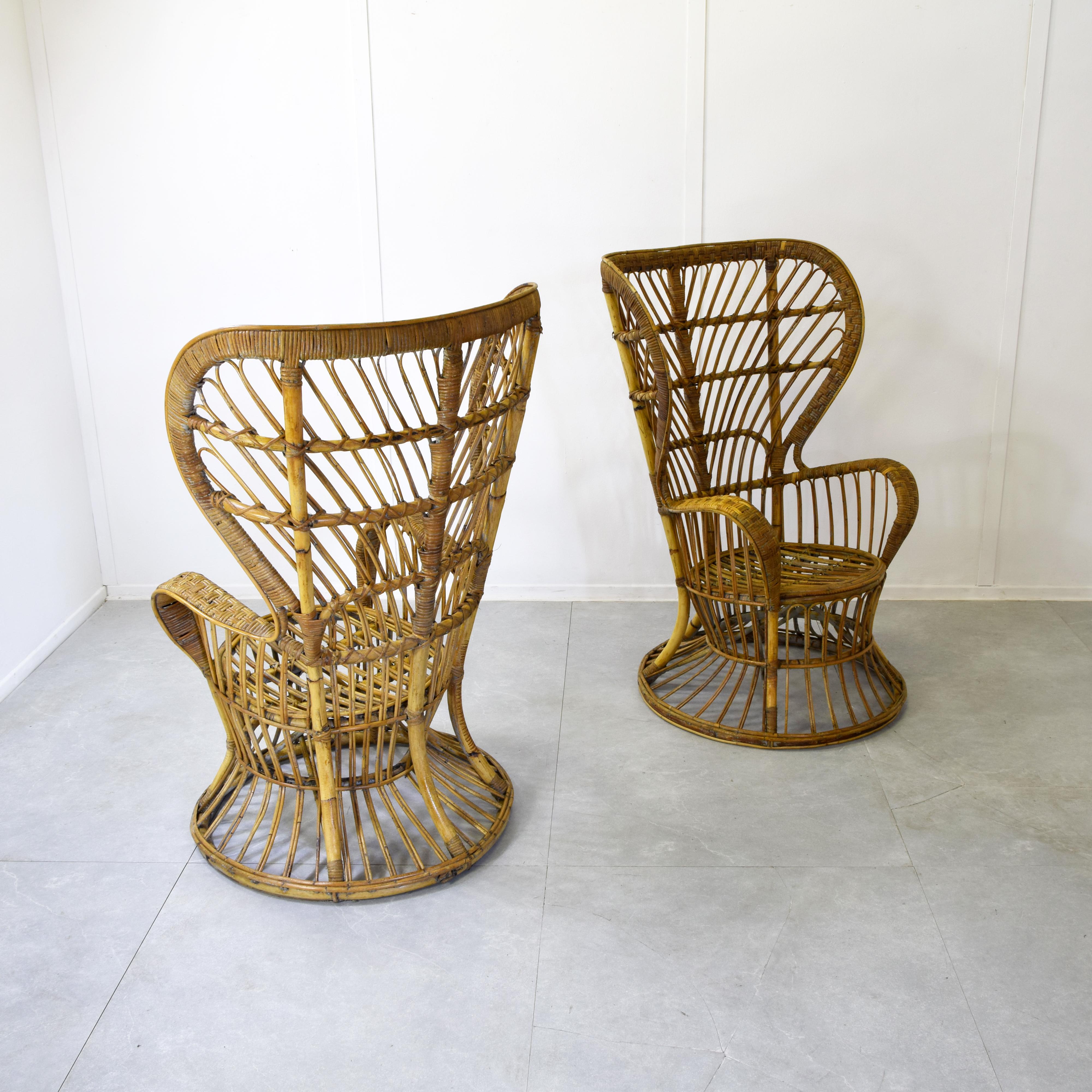 Two bamboo chair by Gio Ponti and Lio Carminati for Conte Biancamano transatlant In condizioni buone in vendita a bari, IT