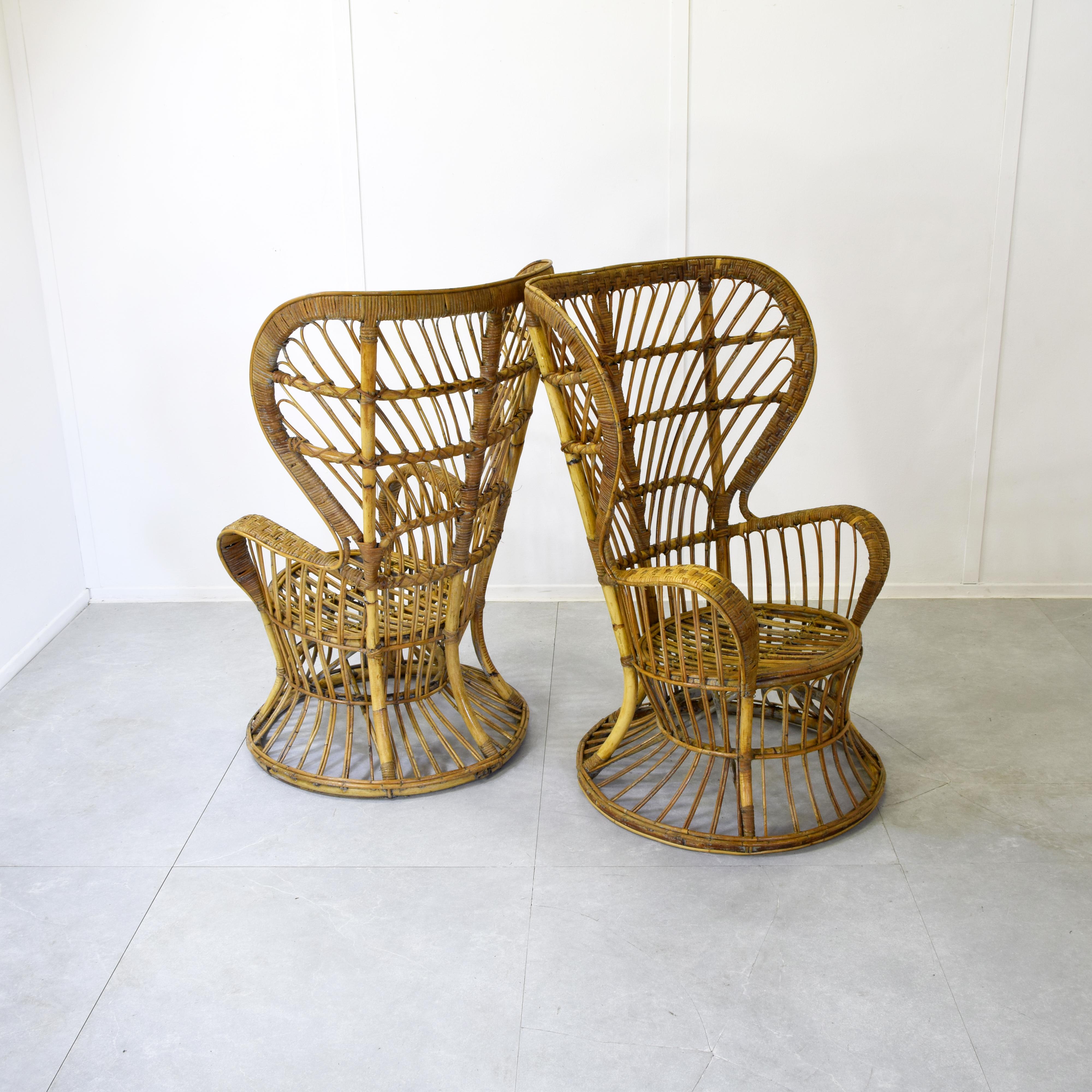 Late 20th Century Two bamboo chair by Gio Ponti and Lio Carminati for Conte Biancamano transatlant in vendita