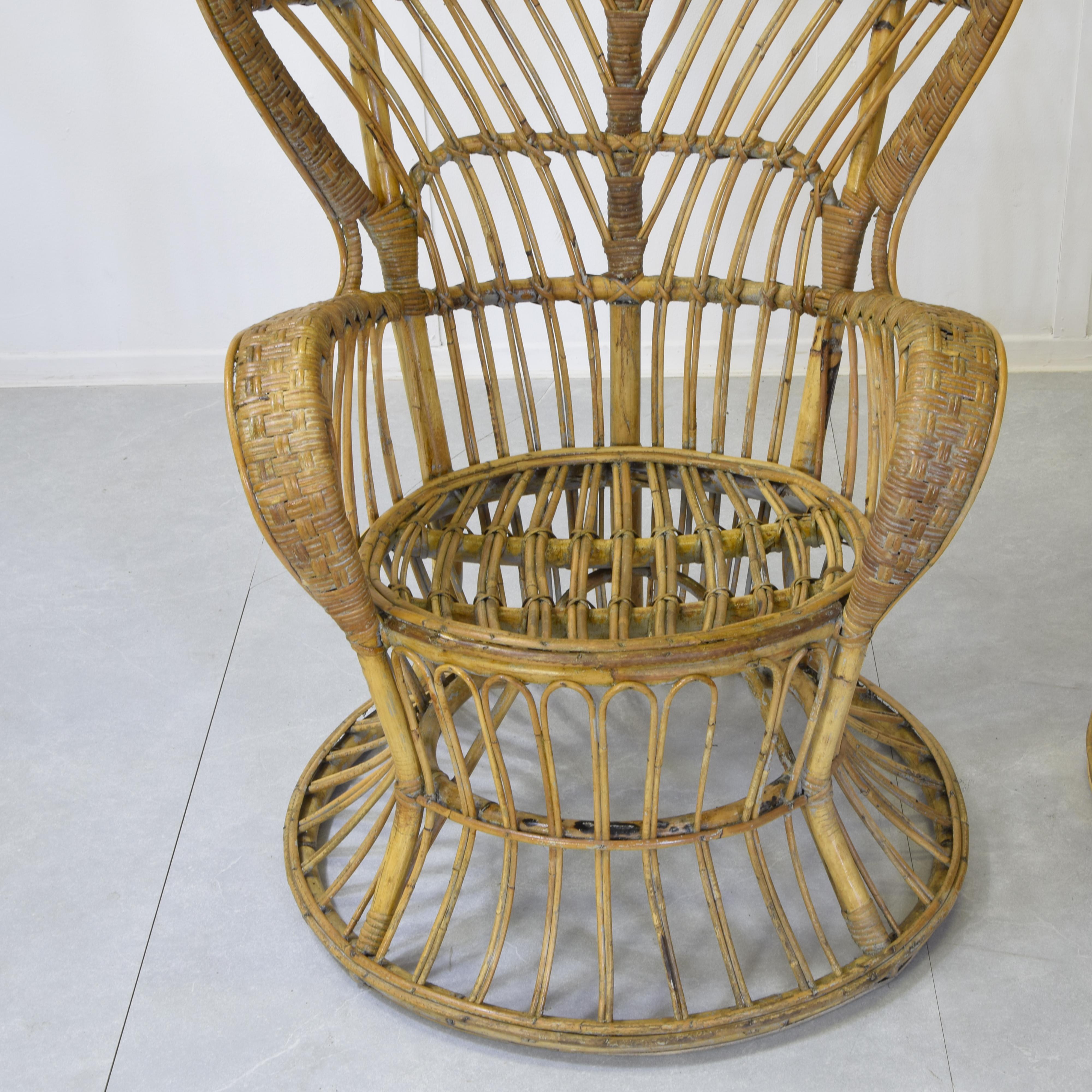 Bambù Two bamboo chair by Gio Ponti and Lio Carminati for Conte Biancamano transatlant in vendita