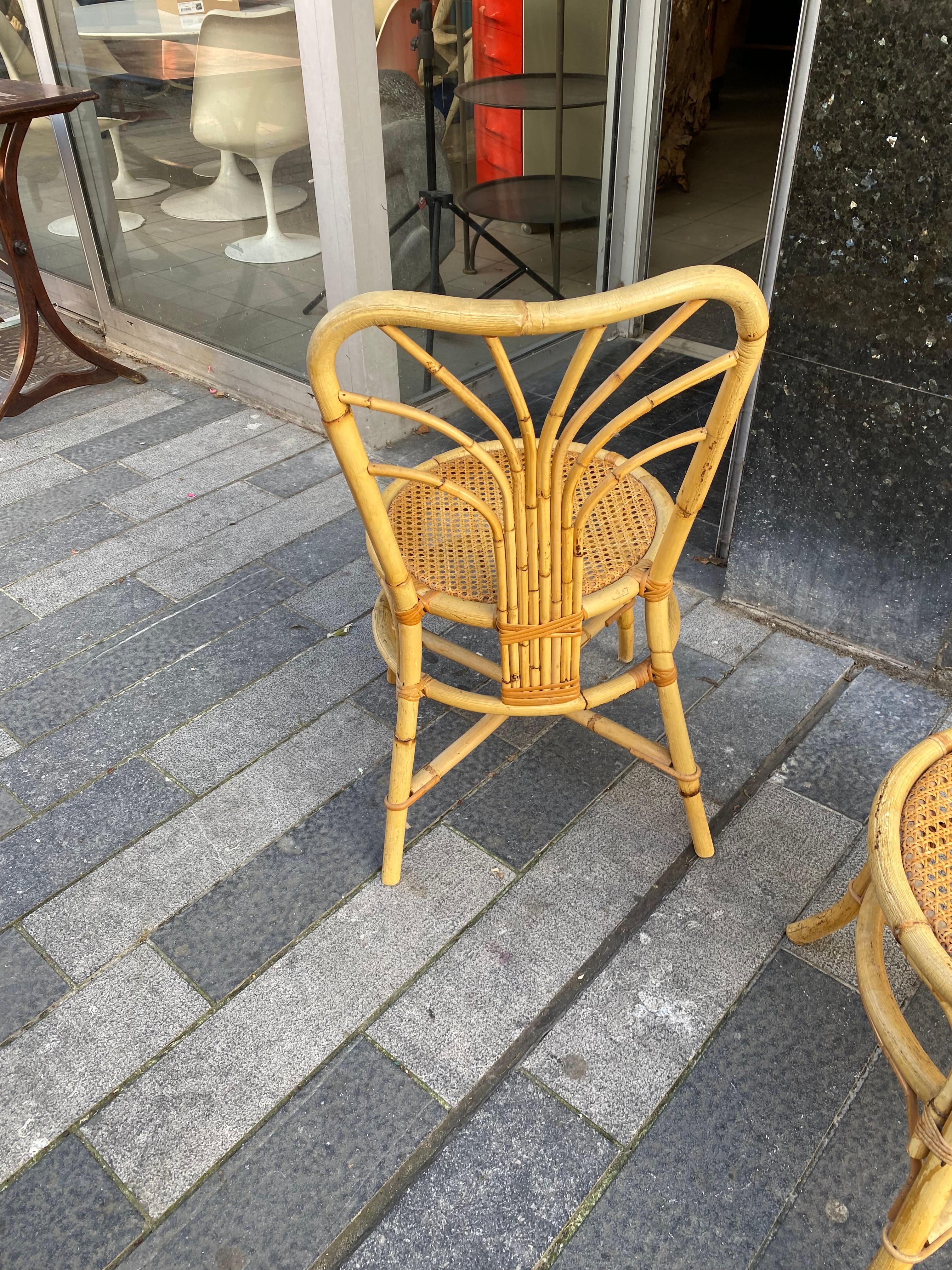 Mid-Century Modern Two Bamboo Chairs, circa 1960 For Sale