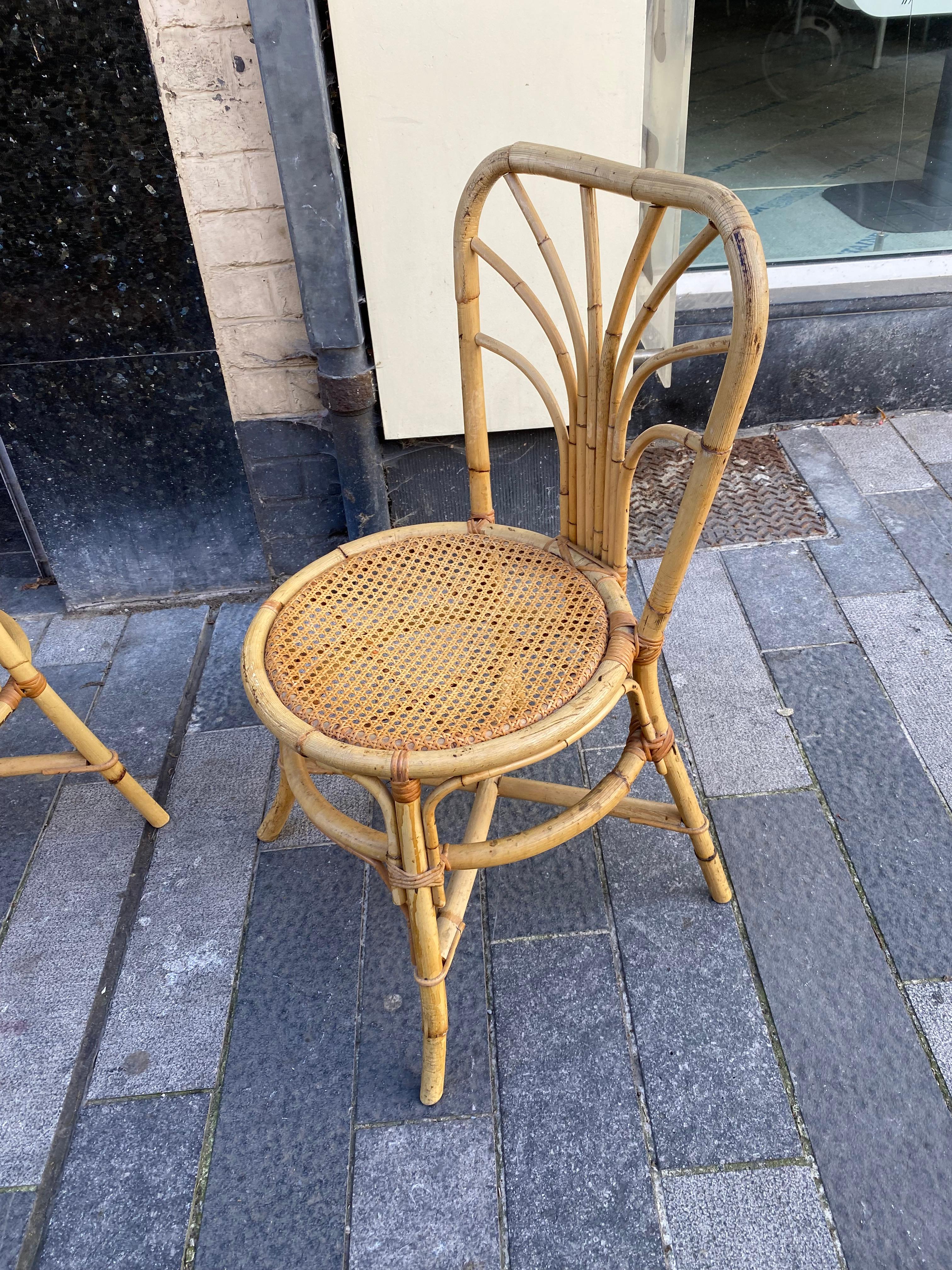 Two Bamboo Chairs, circa 1960 In Good Condition For Sale In Saint-Ouen, FR